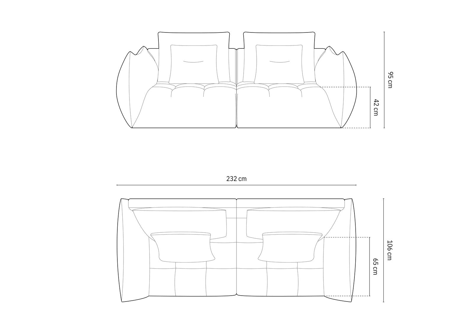 Micadoni Sofa Bloom 3-Sitzer Samt Ecru