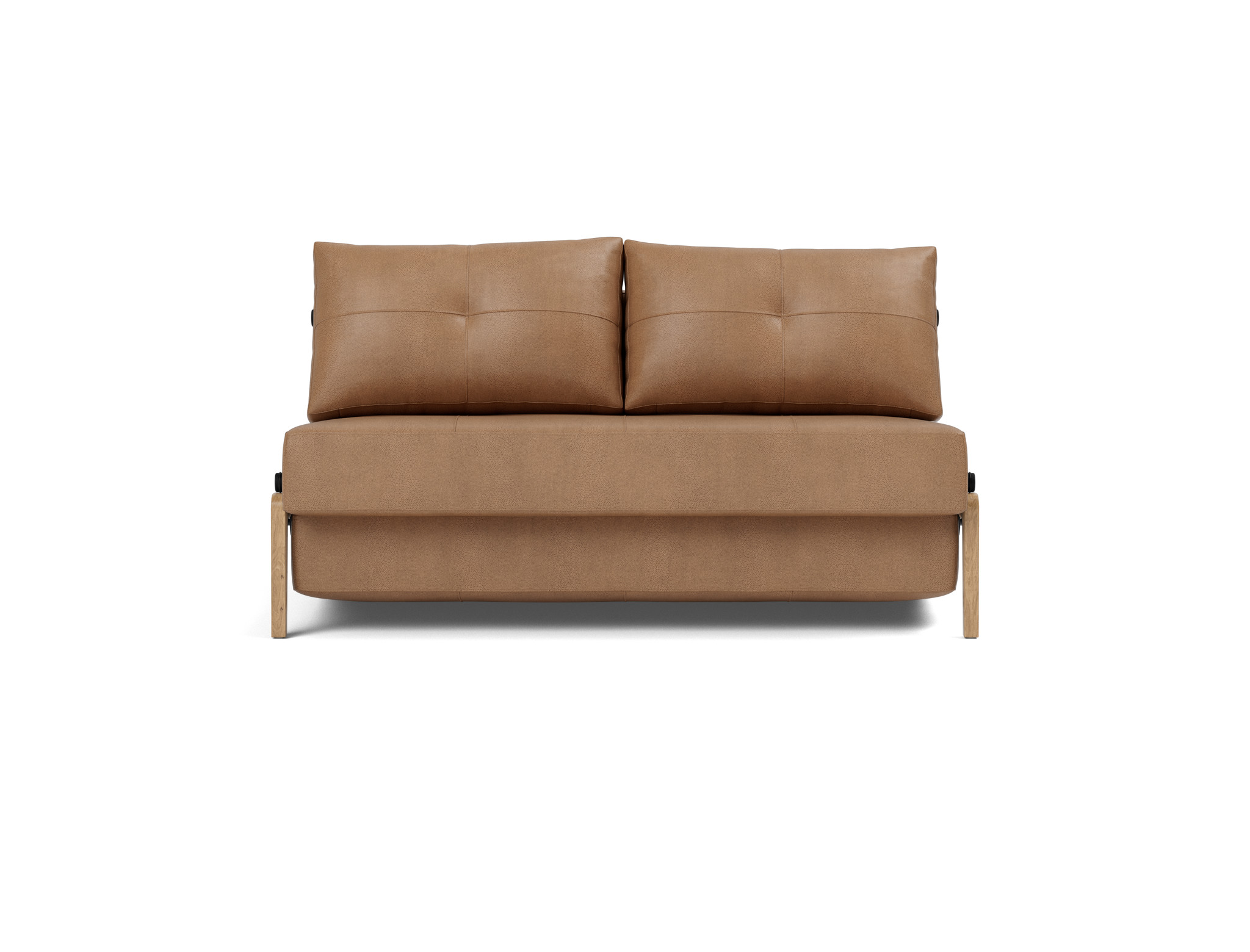 Schlafsofa Cubed 140 Lederoptik Faunal 551-Brown Beine Eiche