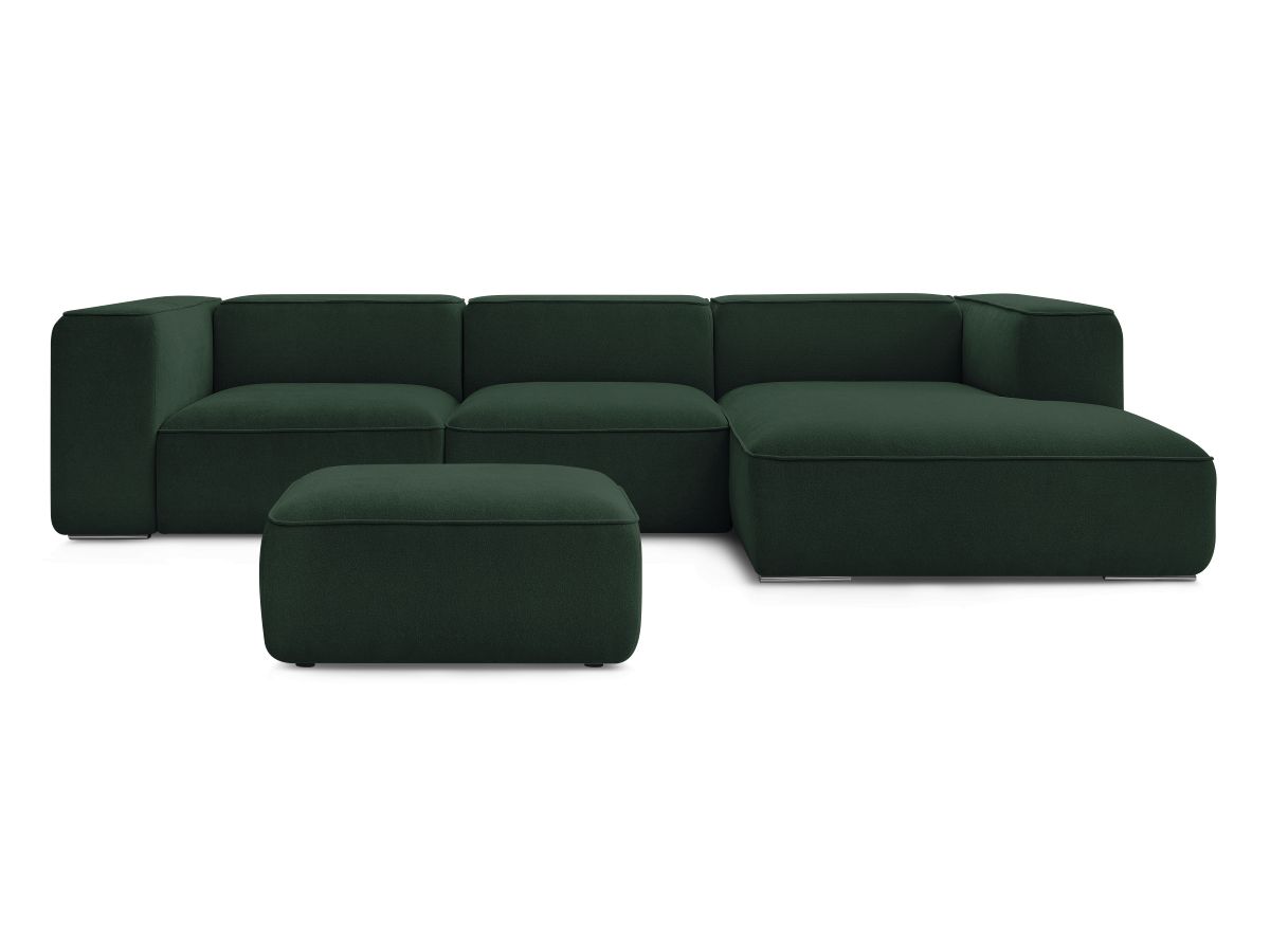 Bobochic Zephyr Ecksofa mit Pouf 349 × 165 cm Strukturstoff Grün Ecke rechts