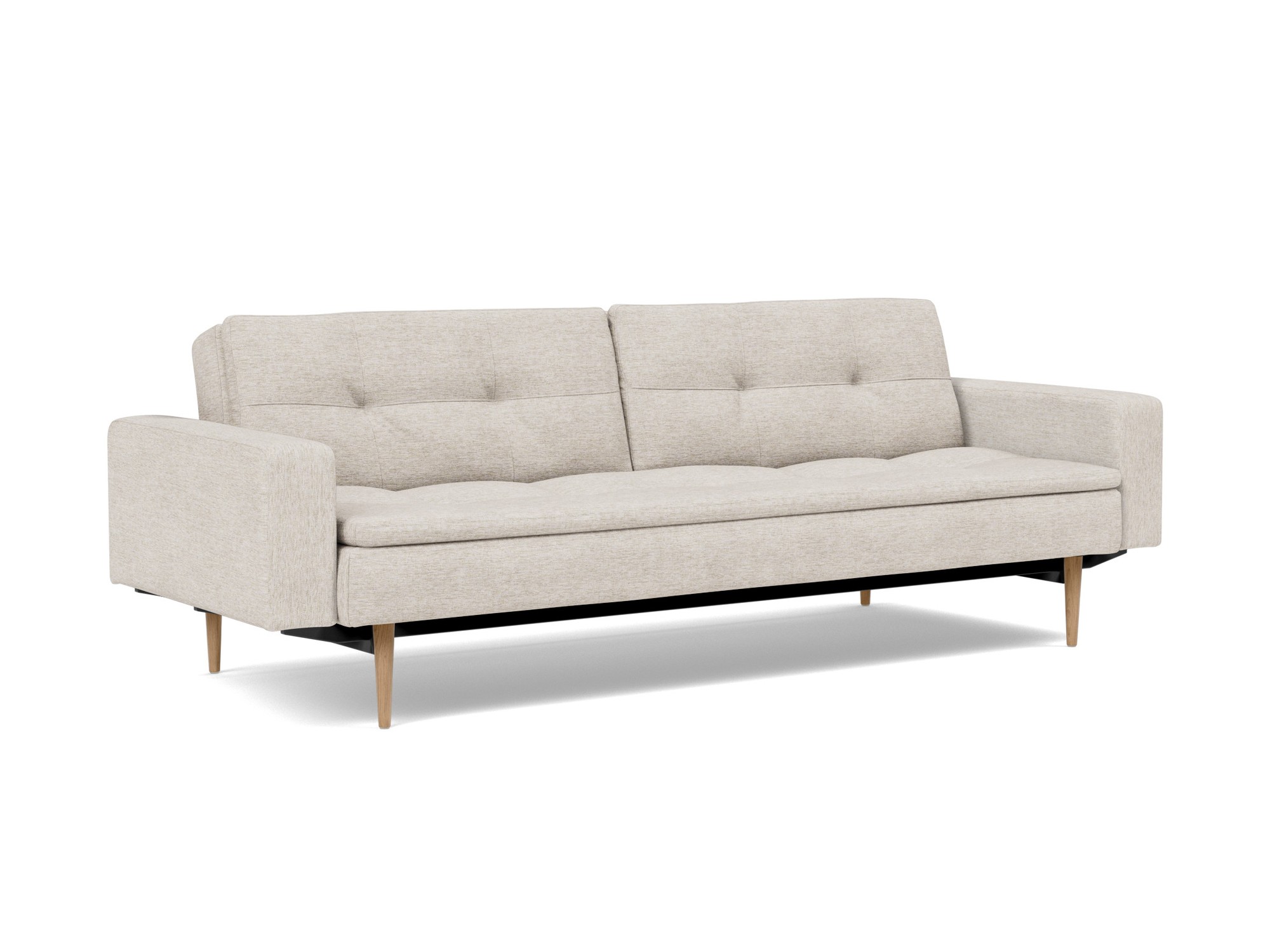 Schlafsofa Dublexo mit Armlehnen Chenille Yuveno 470-Natural Beine Styletto Eiche hell