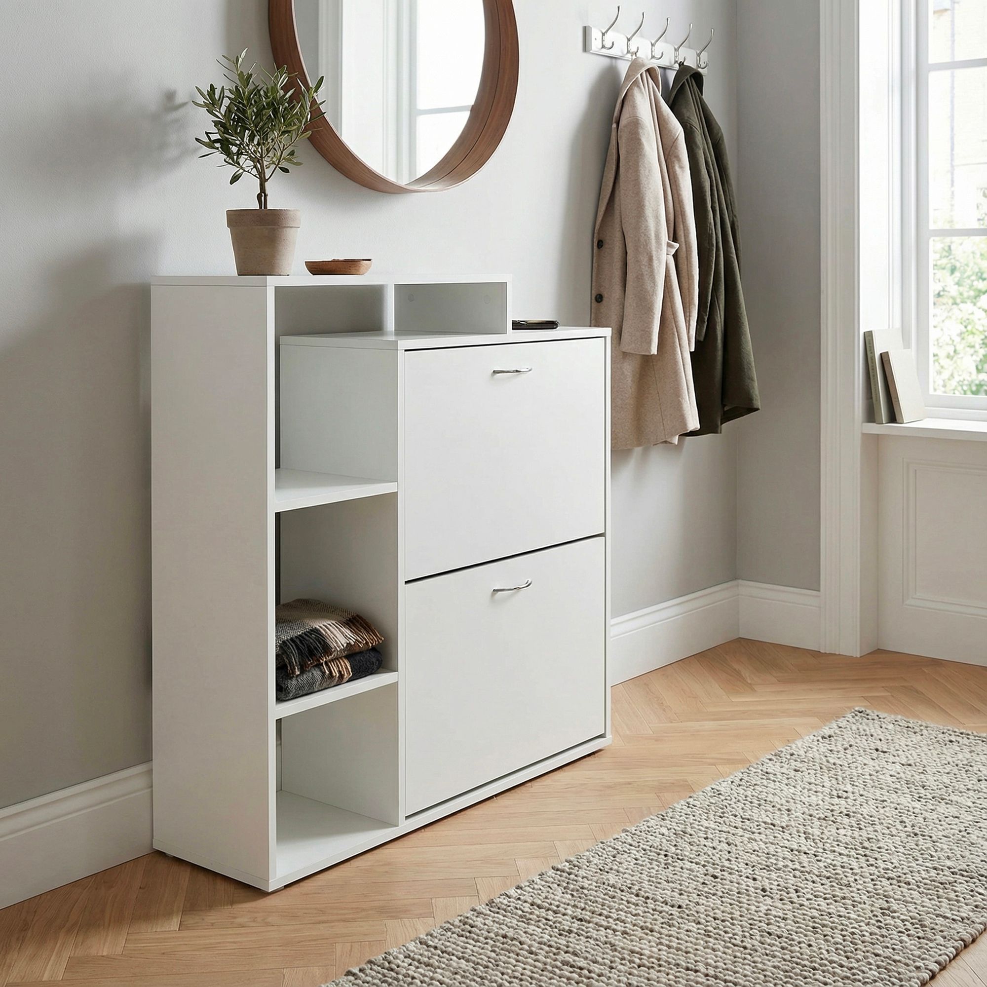 Schuhkommode Ulsvag Weiß 85 × 24 × 93 cm