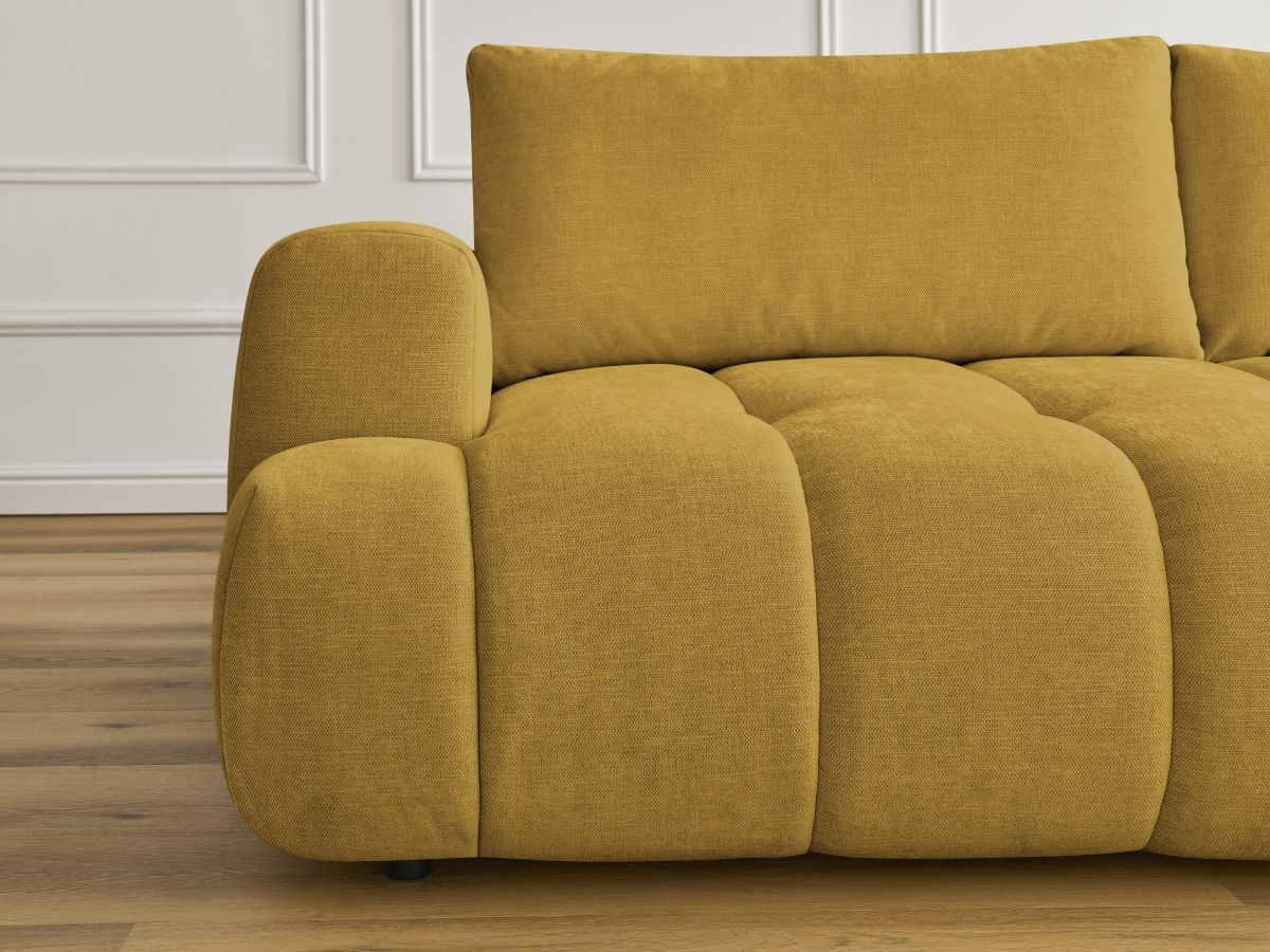 Bobochic Fuji Schlafsofa 3-Sitzer mit Bettkasten Stoff Gelb