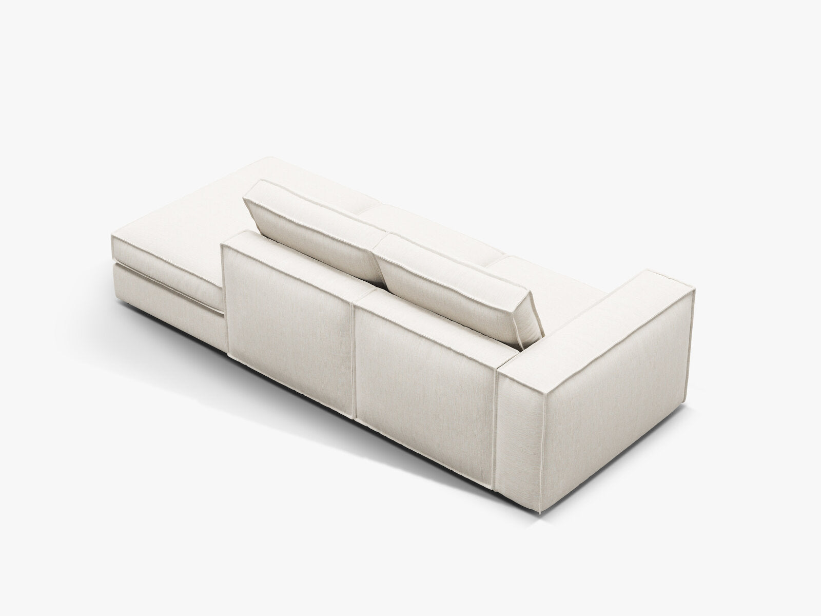 Micadoni modulares offenes Sofa Pola 3-Sitzer Rechts Strukturierter Stoff Babel Weiß
