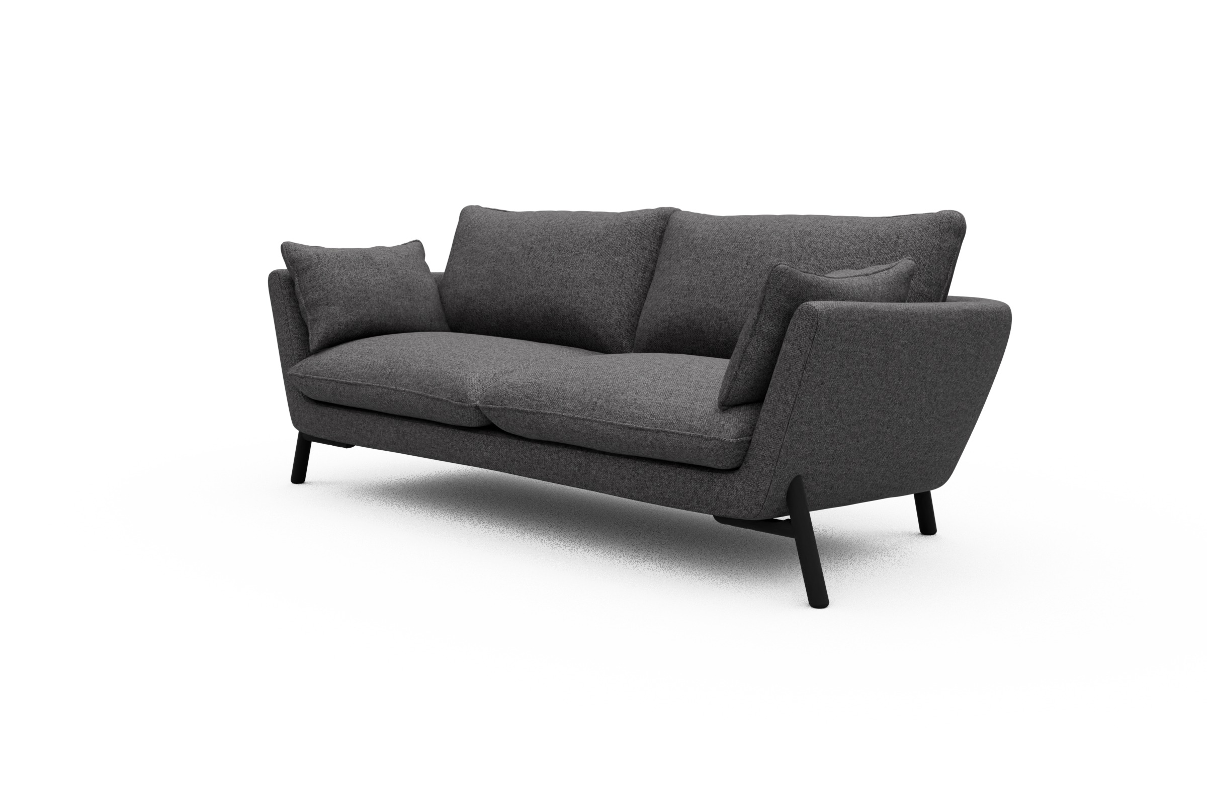Sofa Emil 3-Sitzer Beinfarbe Eiche Schwarz Sama-Antracite
