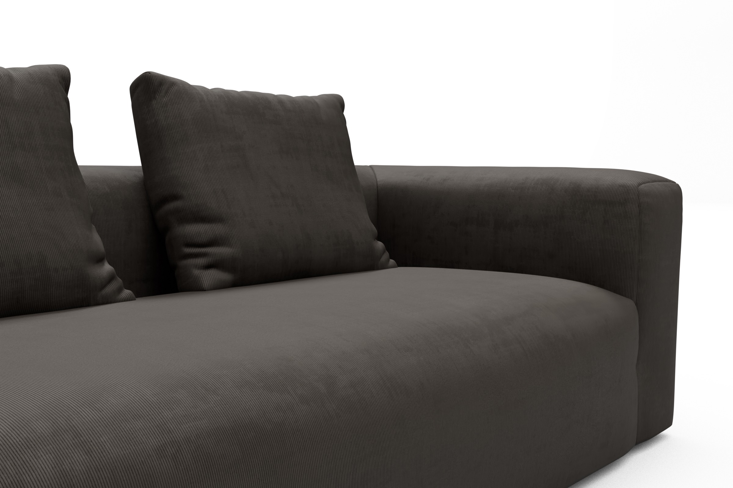 Wohnlandschaft Fred mit 2-Sitzer und Chaiselongue beidseitig Cordufine-Taupe
