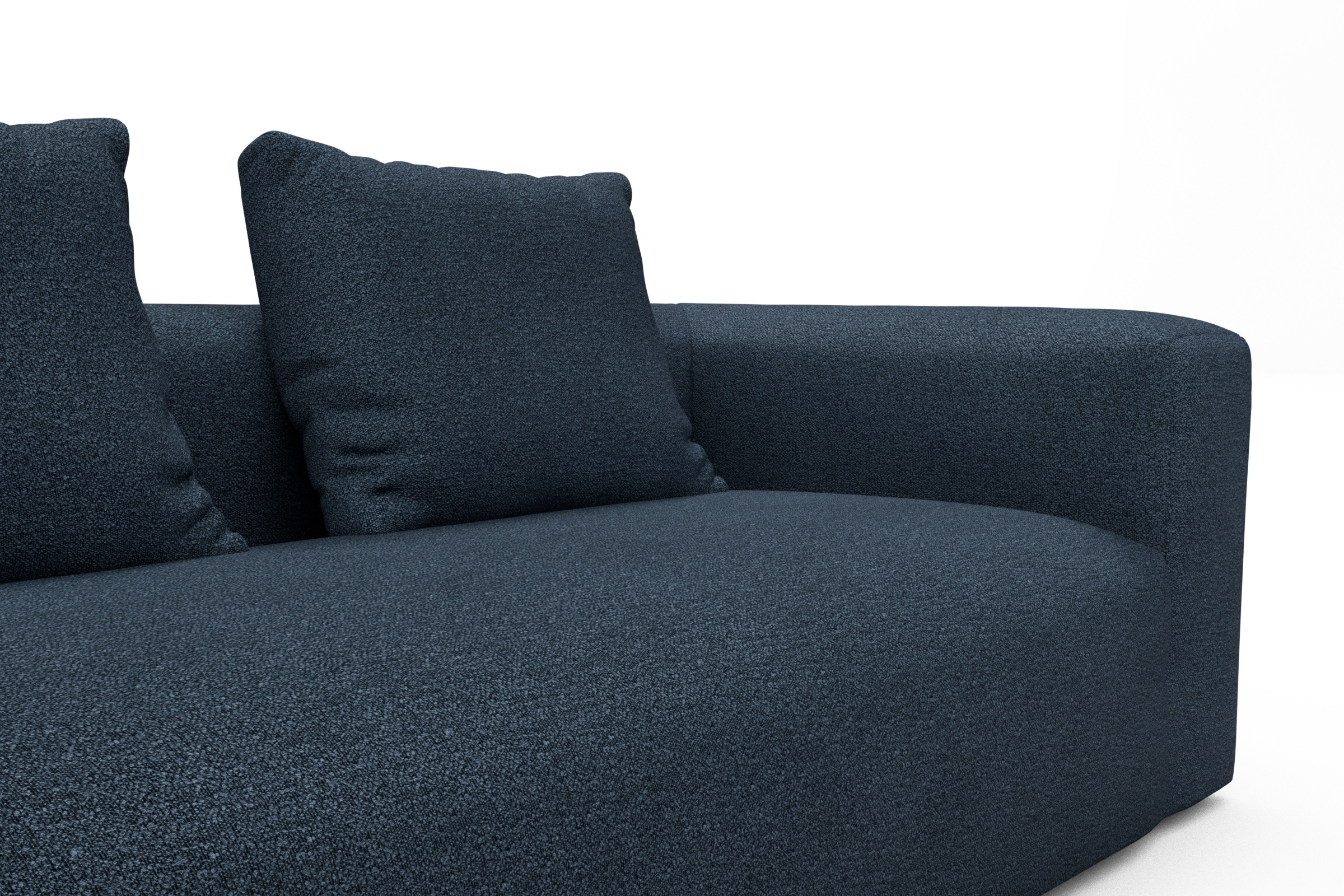 Wohnlandschaft Fred mit 2-Sitzer und Chaiselongue beidseitig Boucle-Blue