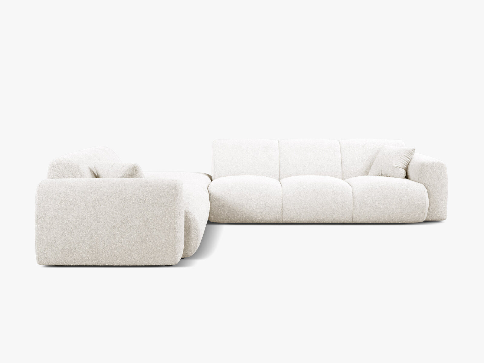 Micadoni Ecksofa Molino 6-Sitzer Links Boucle Baloo Weiß