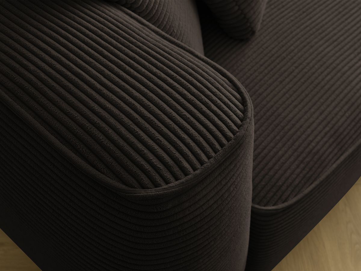 Bobochic Leopold Sofa 4-Sitzer mit Pouf Cordsamt Braun Armlehne links