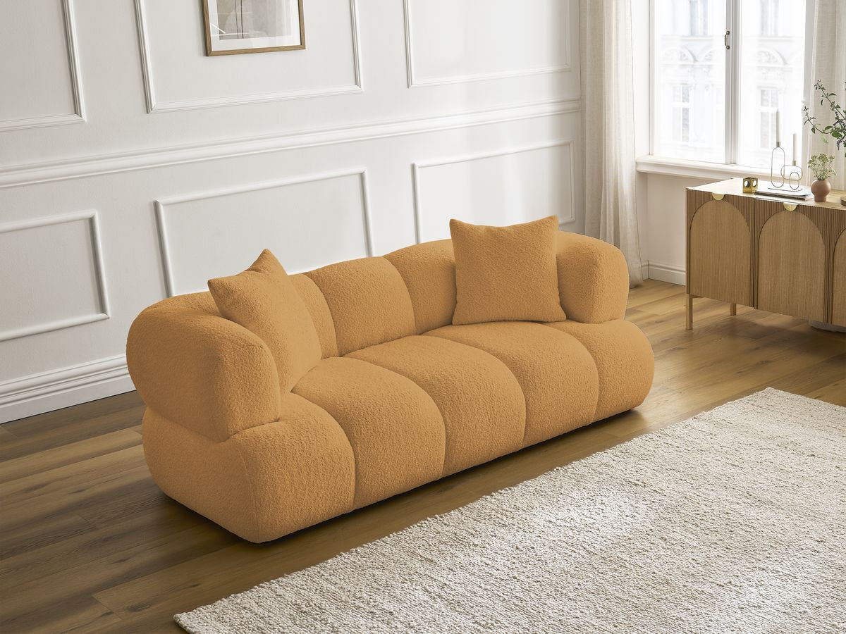 Bobochic Pamira Sofa 2-Sitzer Bouclé-Stoff Gelb