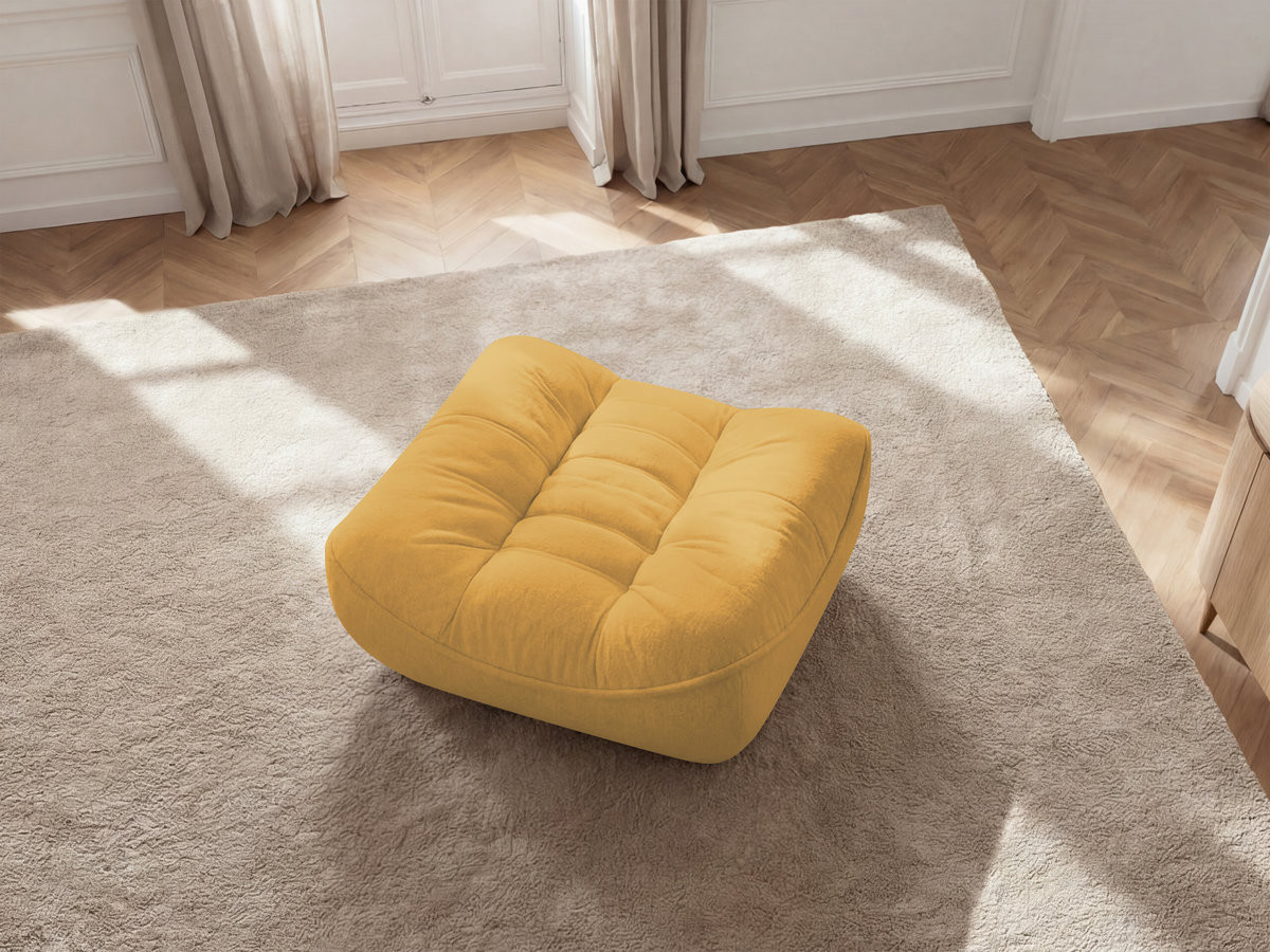 Bobochic Serena Pouf Melange-Stoff Gelb