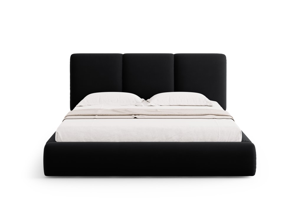 Cosmopolitan Design Stauraumbett mit Kopfteil Nicolas 140x200 Samt Riviera Schwarz
