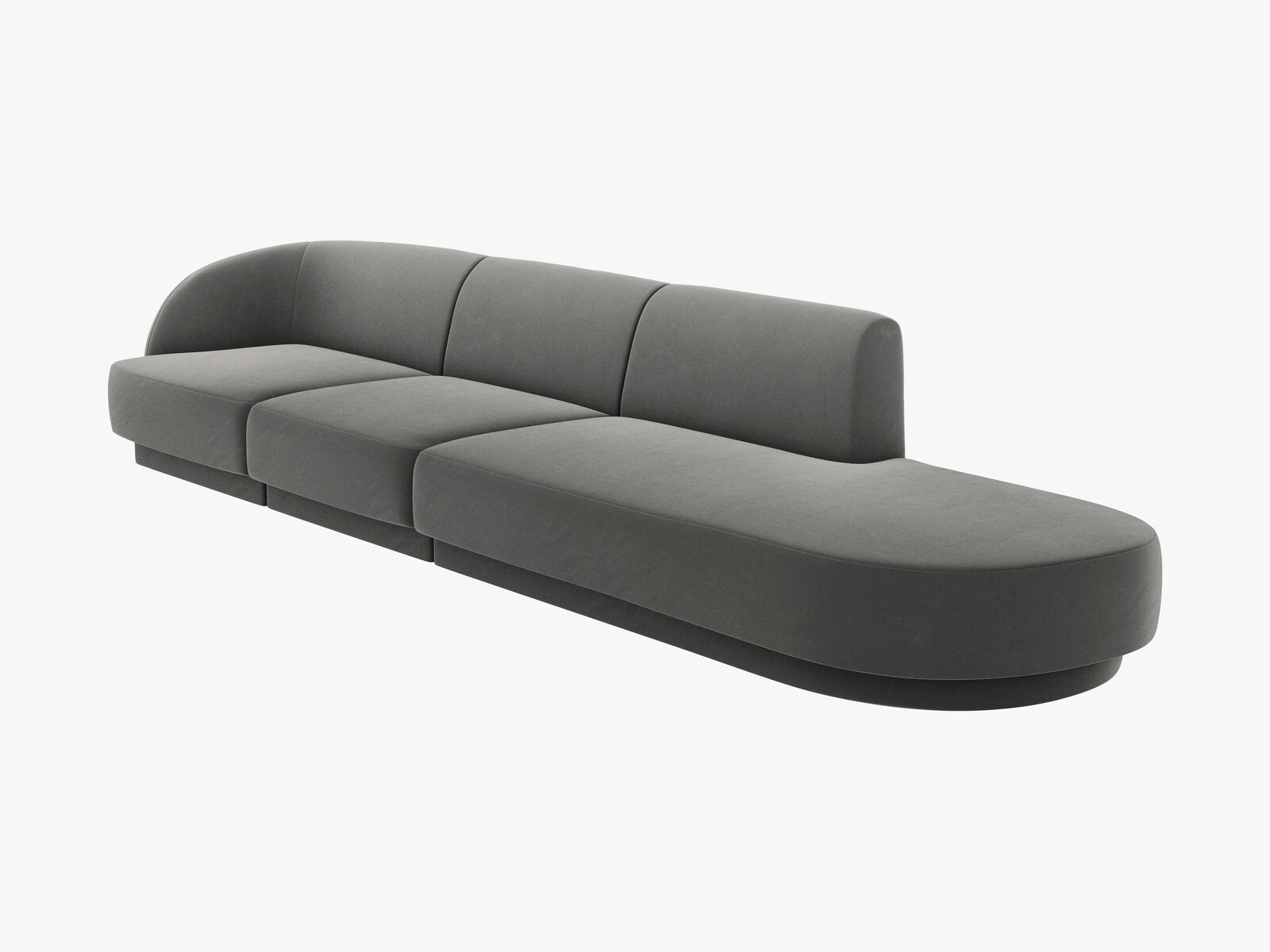 Micadoni Sofa Miley 4-Sitzer Rechts Samt Bluvel Hellgrau