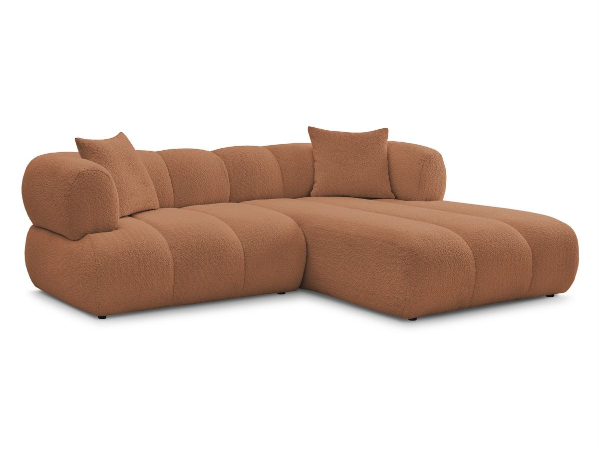 Bobochic Pamira Ecksofa Bouclé-Stoff Orange Ecke rechts
