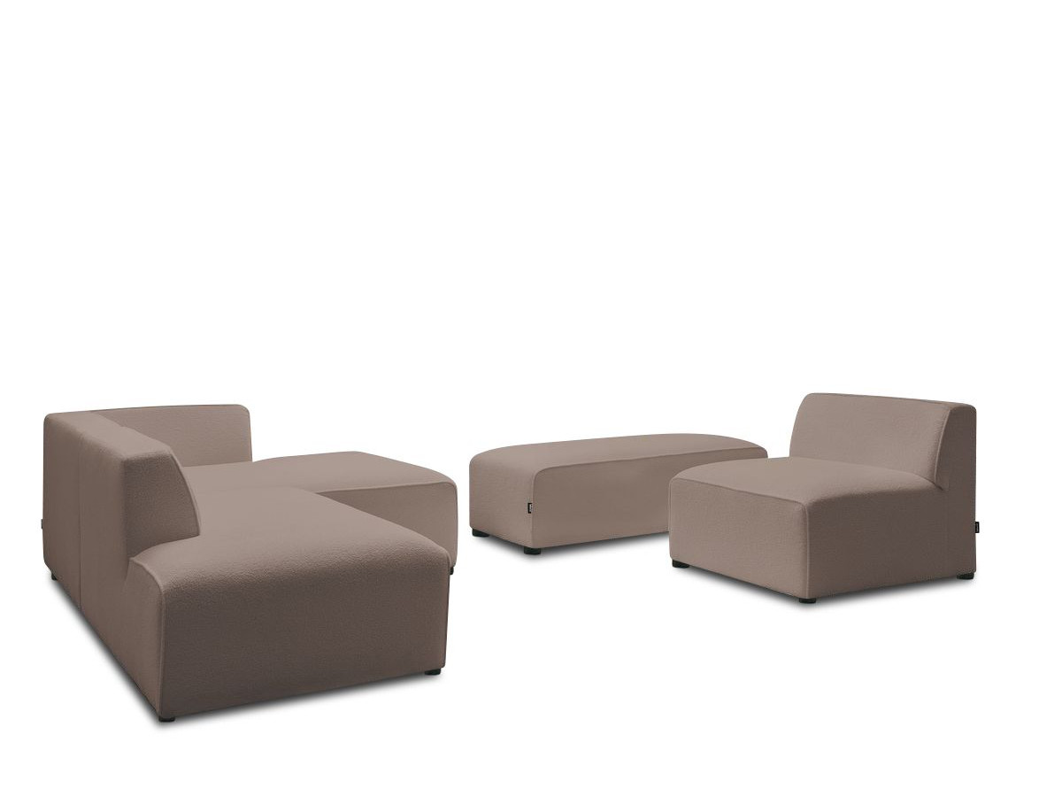 Bobochic Megeve Ecksofa mit Pouf Bouclé-Stoff Braun Ecke rechts