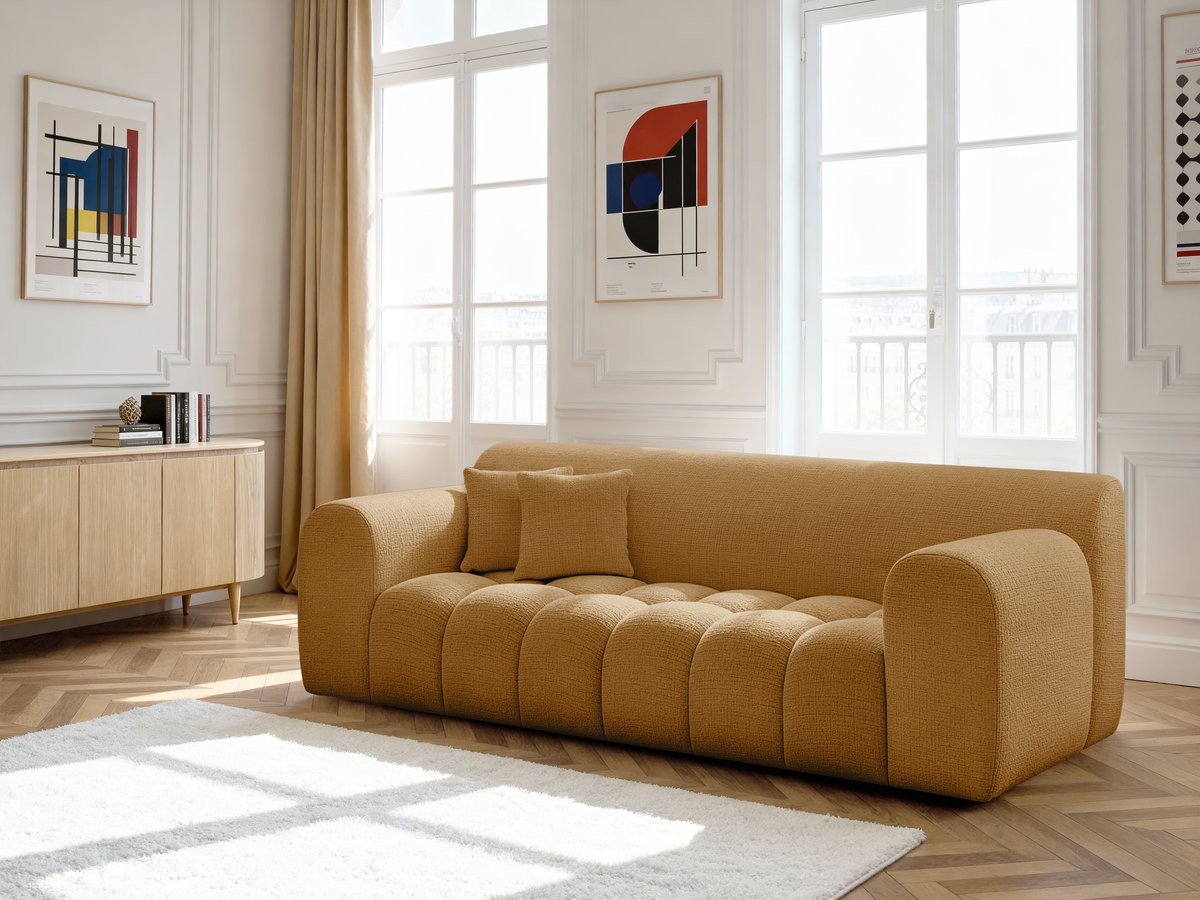 Bobochic Melisse Sofa 3-Sitzer Strukturstoff Gelb