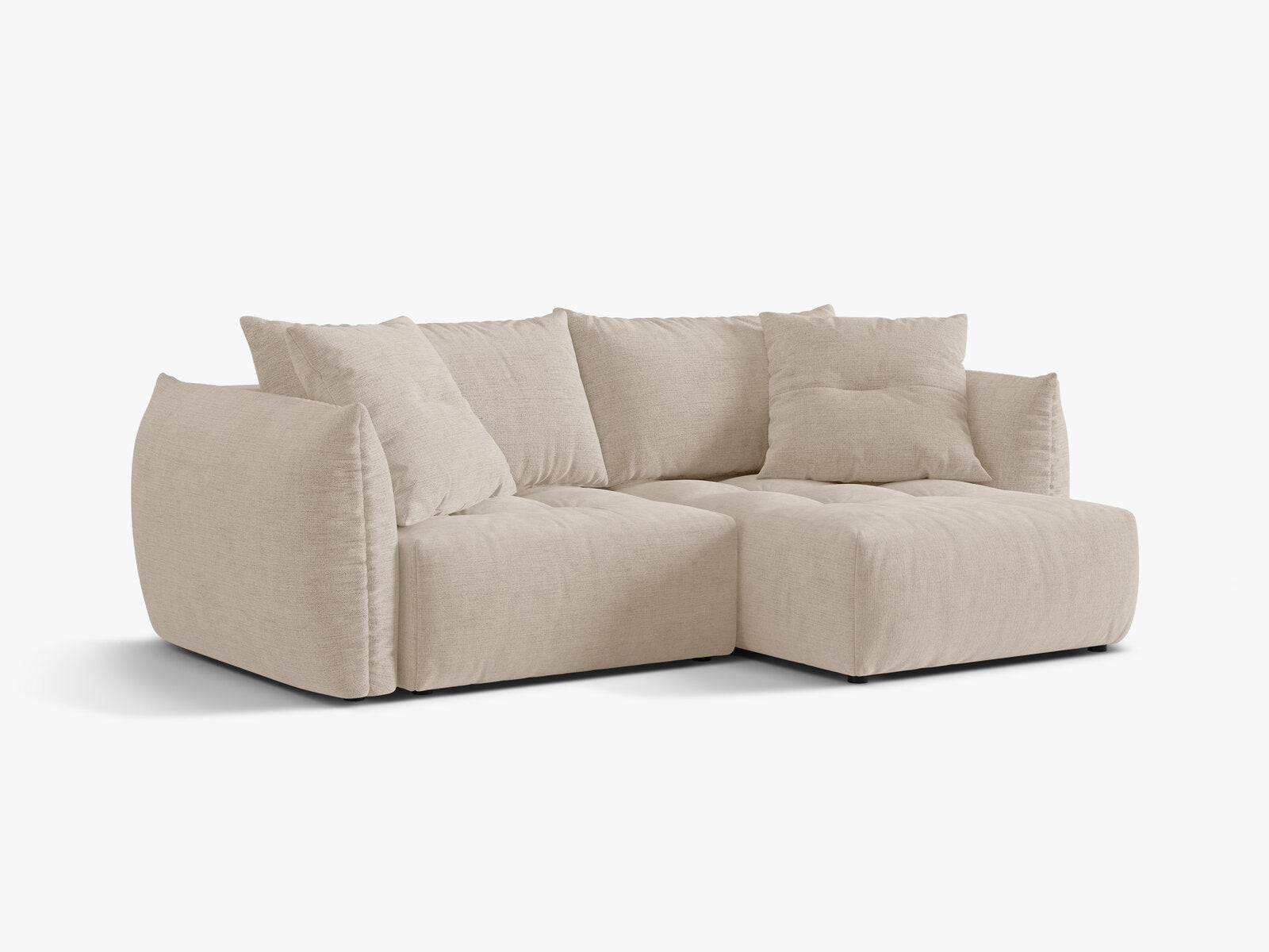 Micadoni Bloom Ecksofa 3-Sitzer mit Schlaffunktion Rechts Strukturierter Stoff Wind Helles Beige