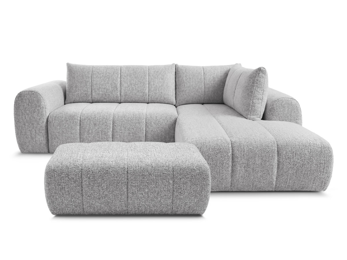 Bobochic Nesty Ecksofa in L-Form, 256 cm, mit Pouf Melange-Stoff Hellgrau Ecke rechts