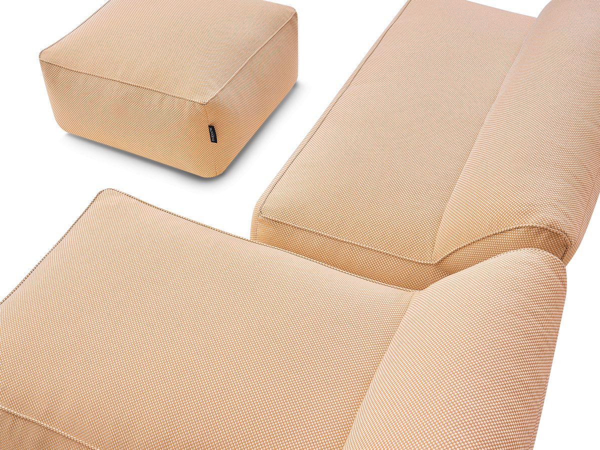 Bobochic Riviera Gartensofa 5-Sitzer mit Pouf Melange-Stoff Orange