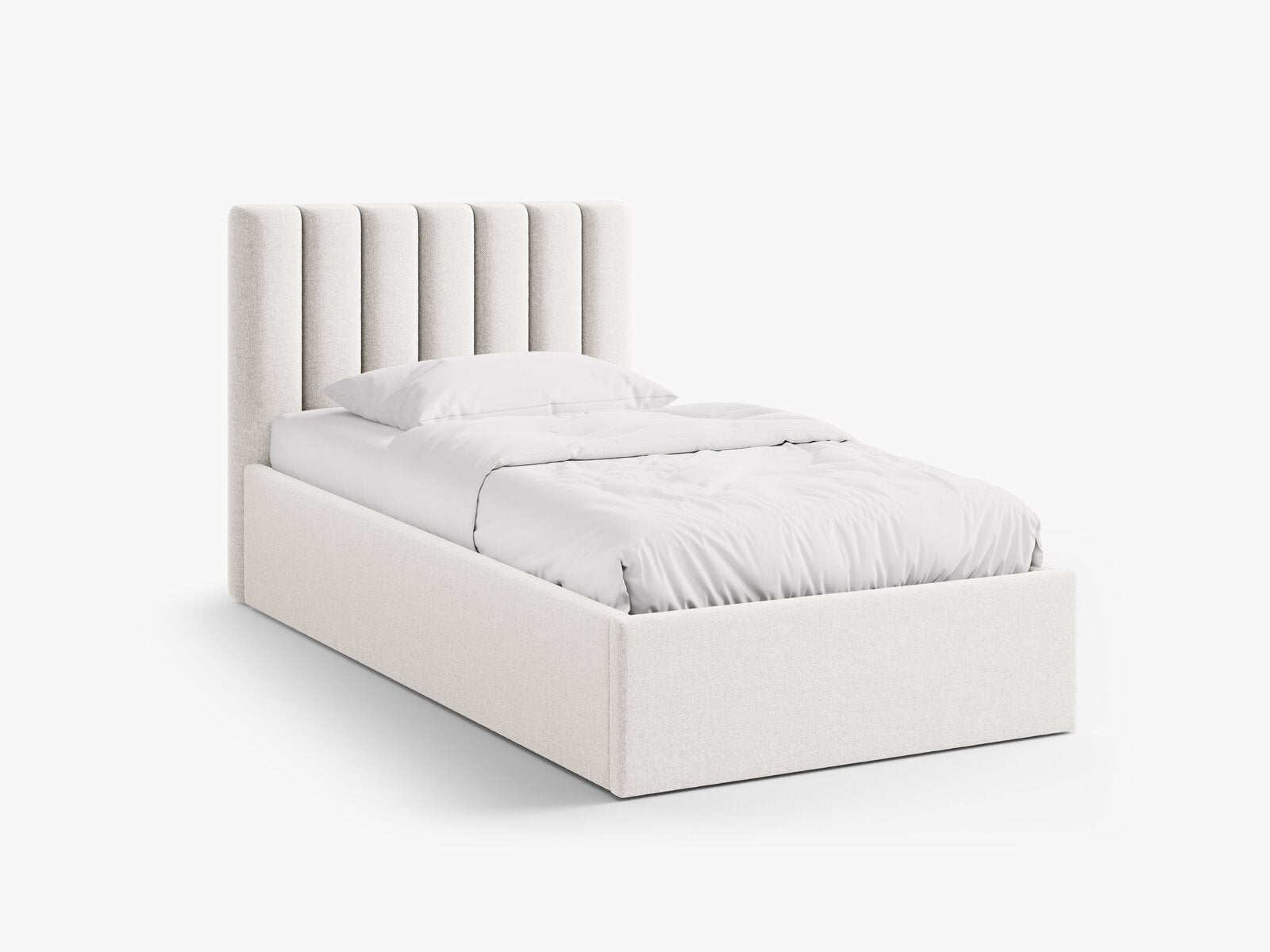 Micadoni Polsterbett Allison Strukturierter Stoff Moly Helles Beige