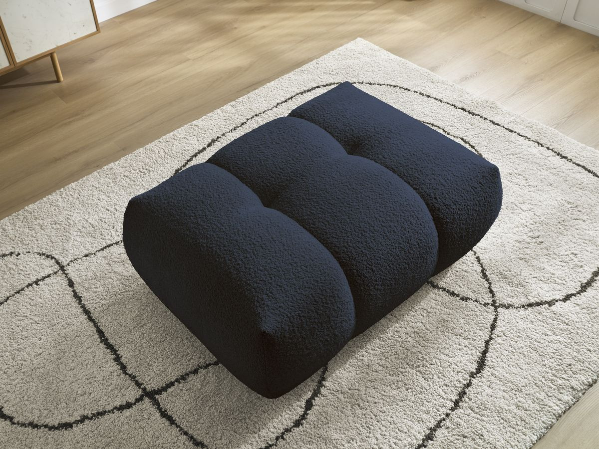 Bobochic Fuji Pouf Bouclé-Stoff Dunkelblau