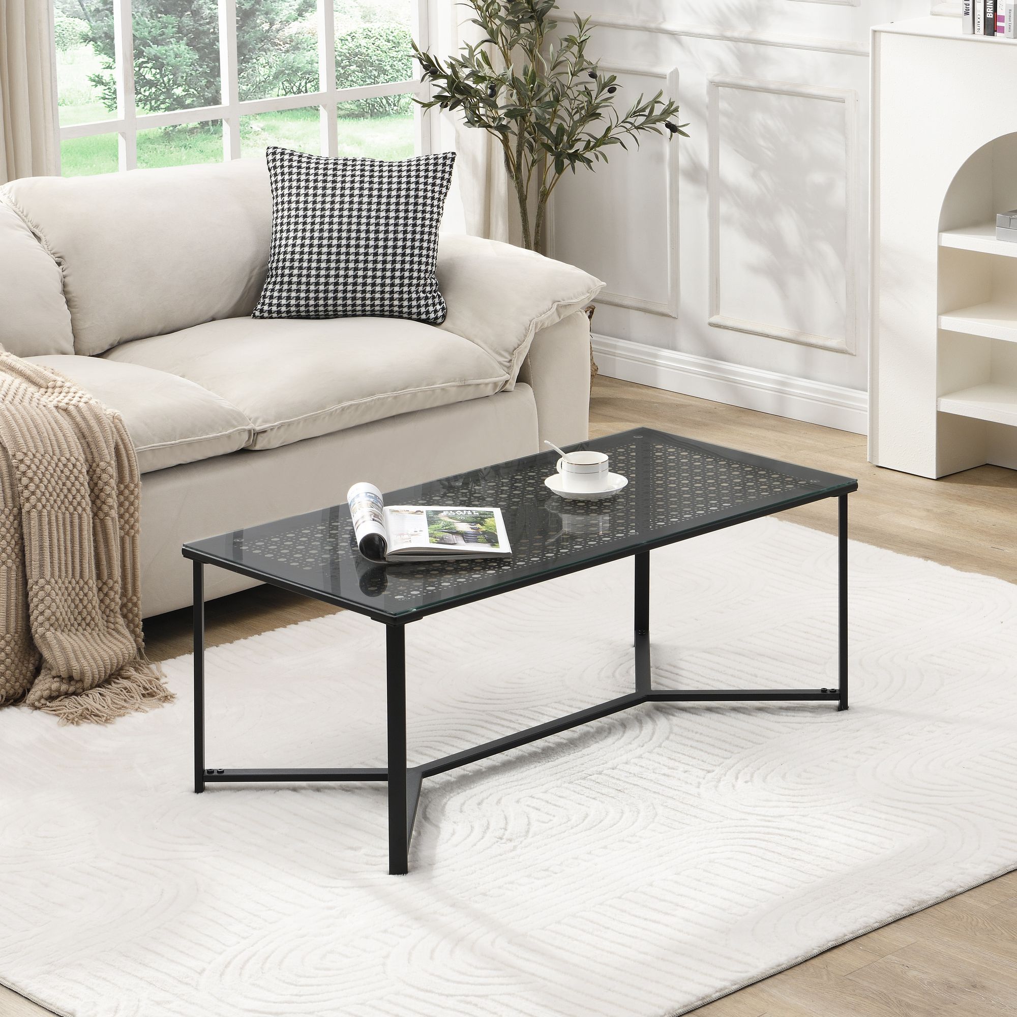 Couchtisch Isfjord Glas Schwarz 100 × 50 × 42 cm