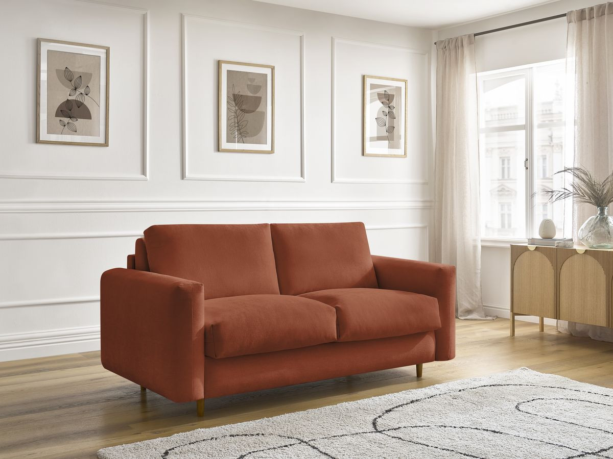 Bobochic Cocoone Schlafsofa 3-Sitzer Stoff Orange, Liegefläche 160 × 200 cm