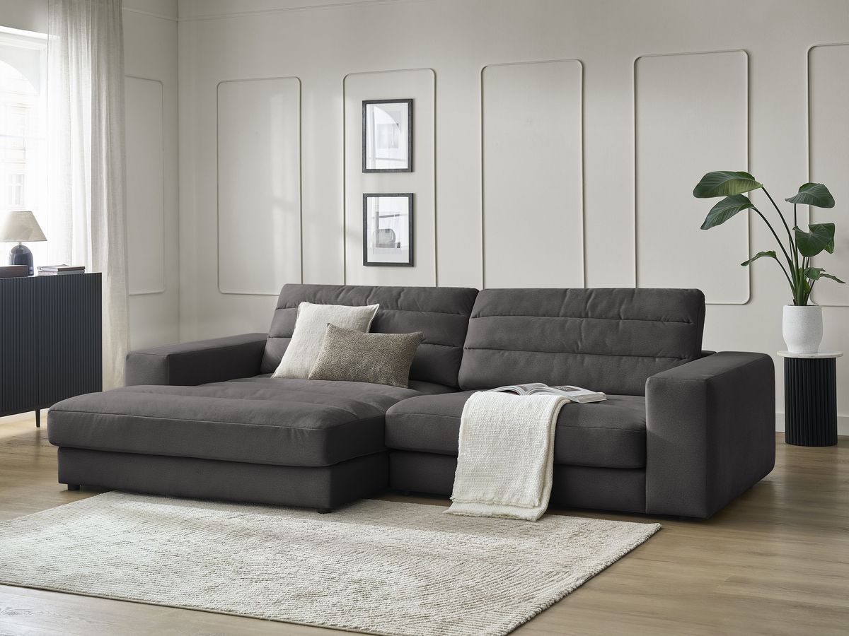 Bobochic Sierra Ecksofa Samt Schwarz Ecke links