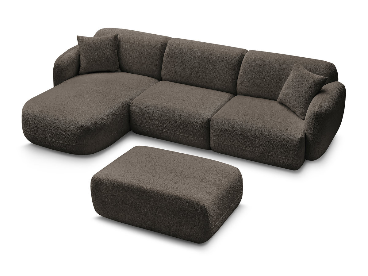 Bobochic Anda Ecksofa mit Pouf 292 × 163 cm Chenille Braun Ecke links