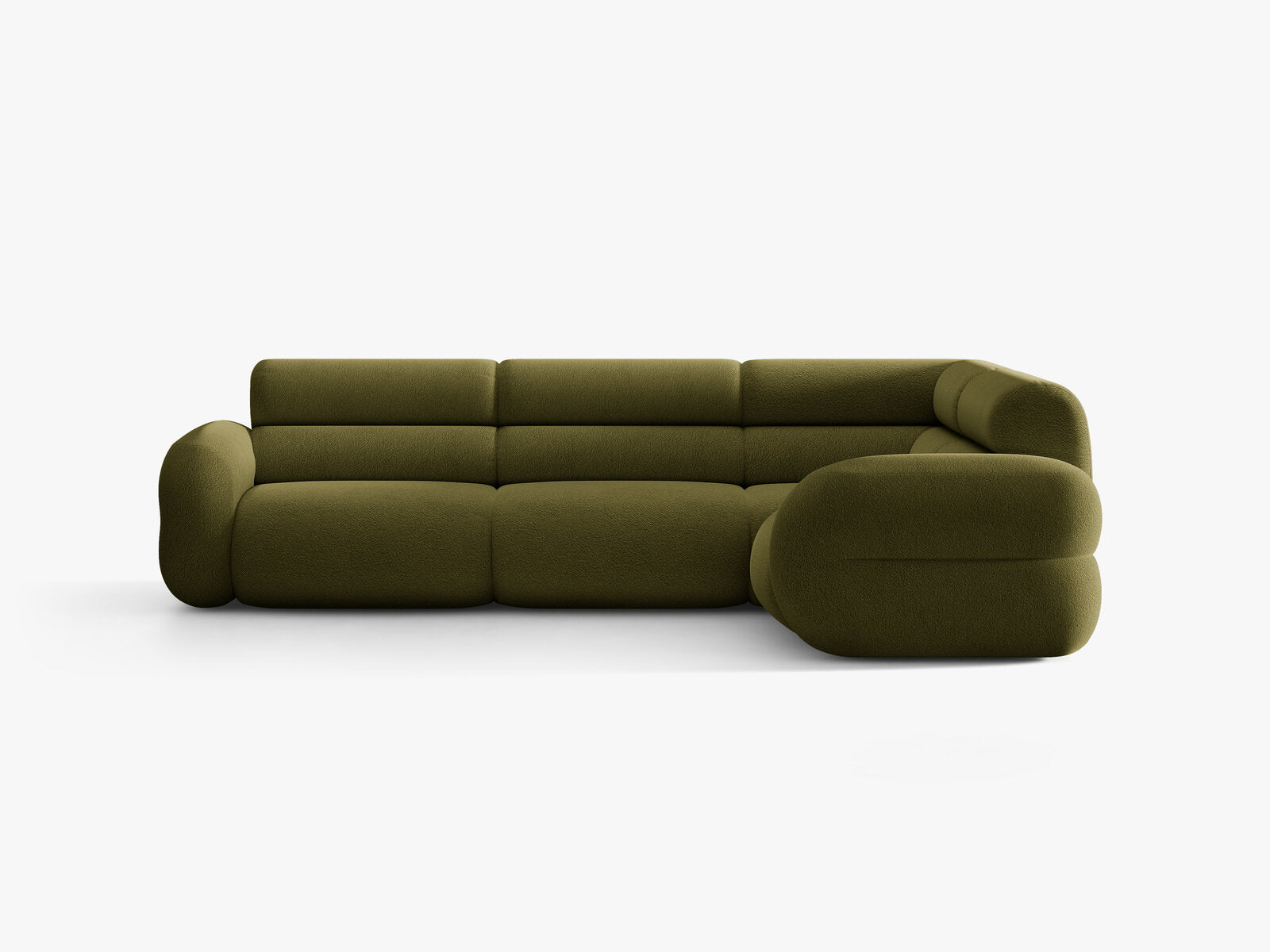 Micadoni Neo Ecksofa 295 cm Links Boucle Baloo Dunkles Olivgrün