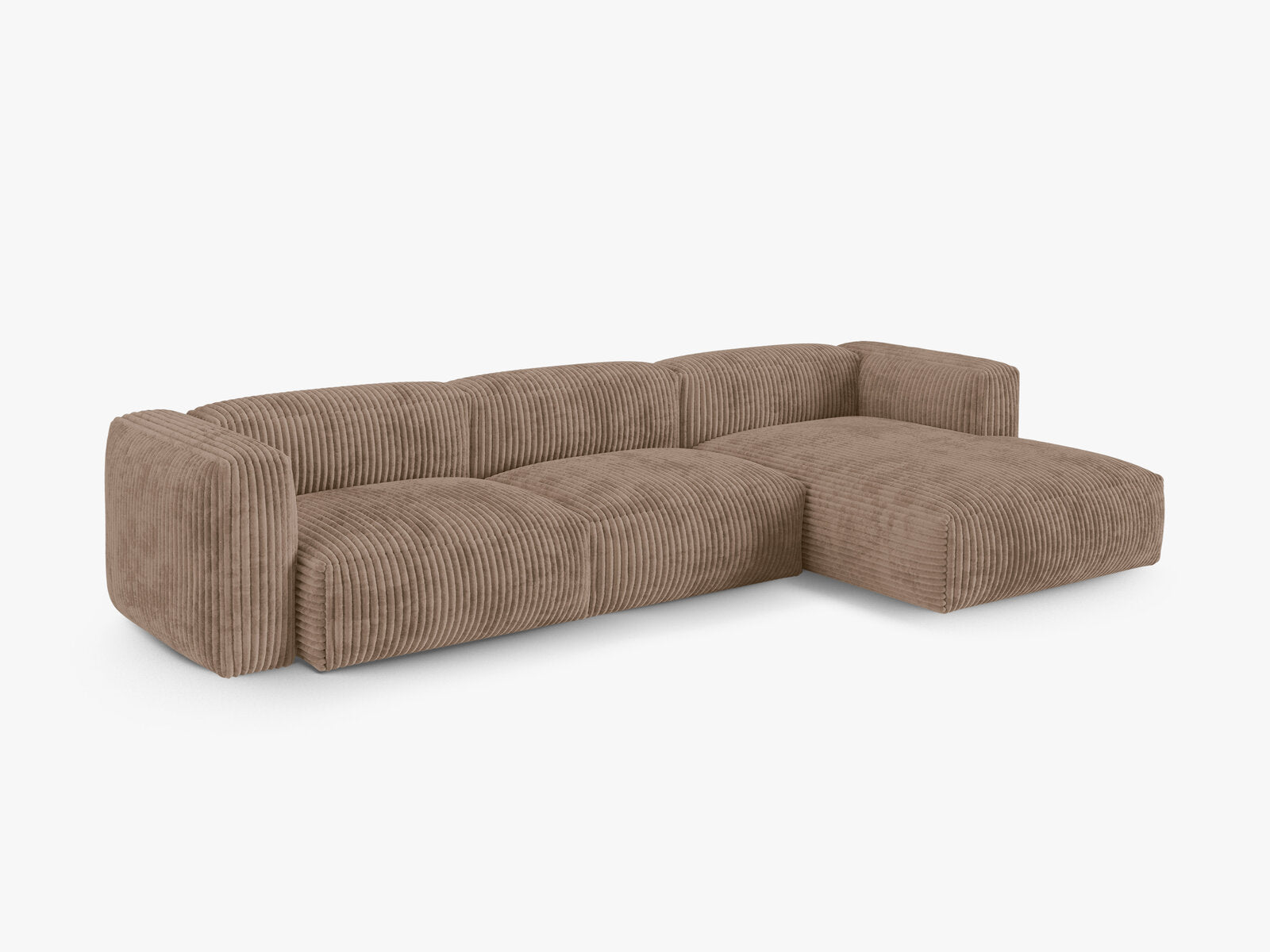 Micadoni Ecksofa Martina 3-Sitzer 90cm Sitztiefe Rechts Kord Tilia Eichel