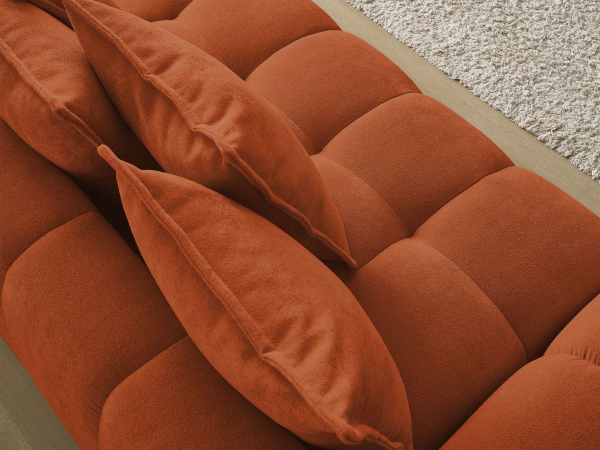 Bobochic Everest Schlafsofa 3-Sitzer mit Bettkasten, 5 Kissen Strukturstoff Orange