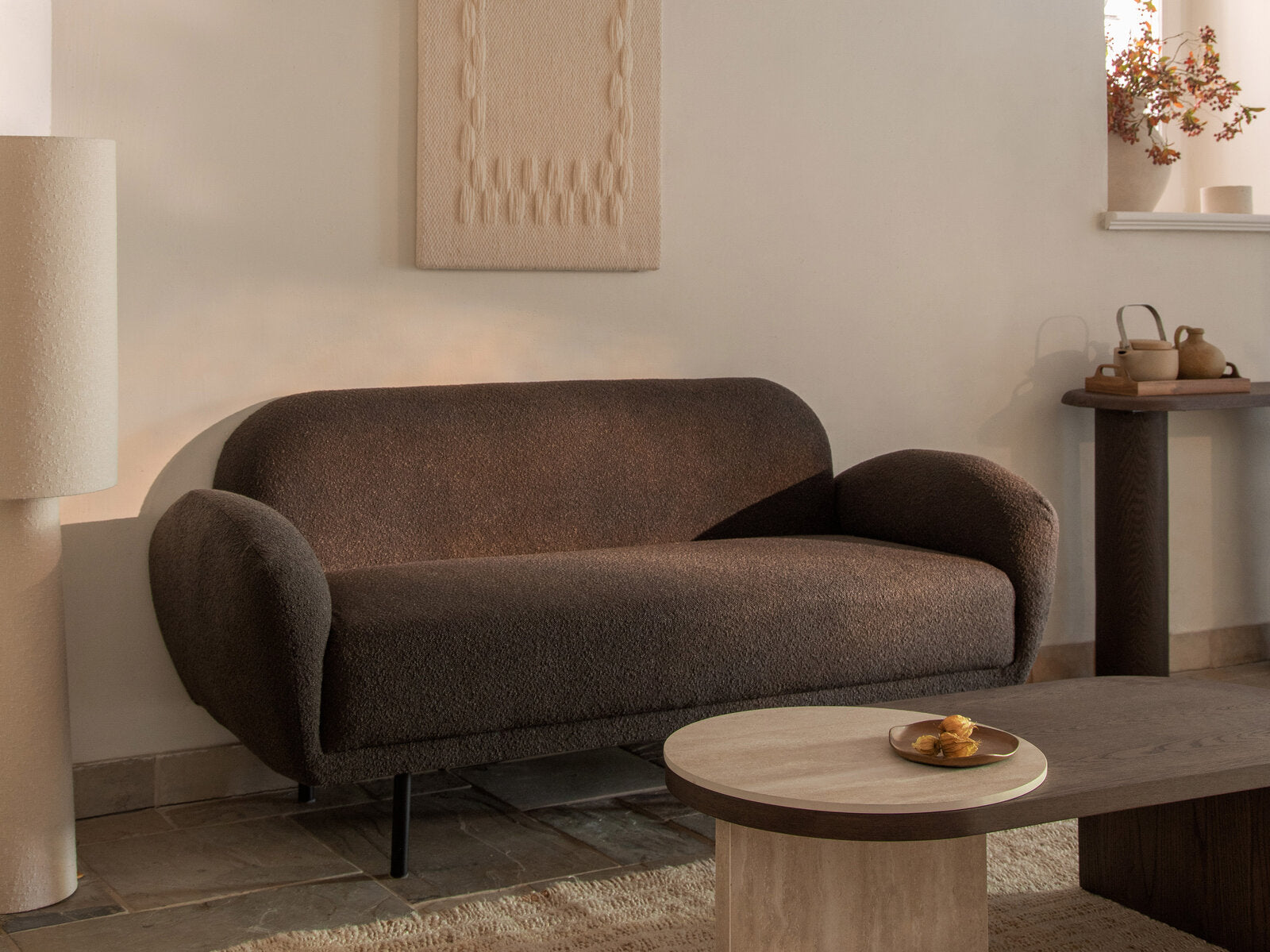 Micadoni Sofa Poppy 3-Sitzer Boucle Baloo Dunkelgrau