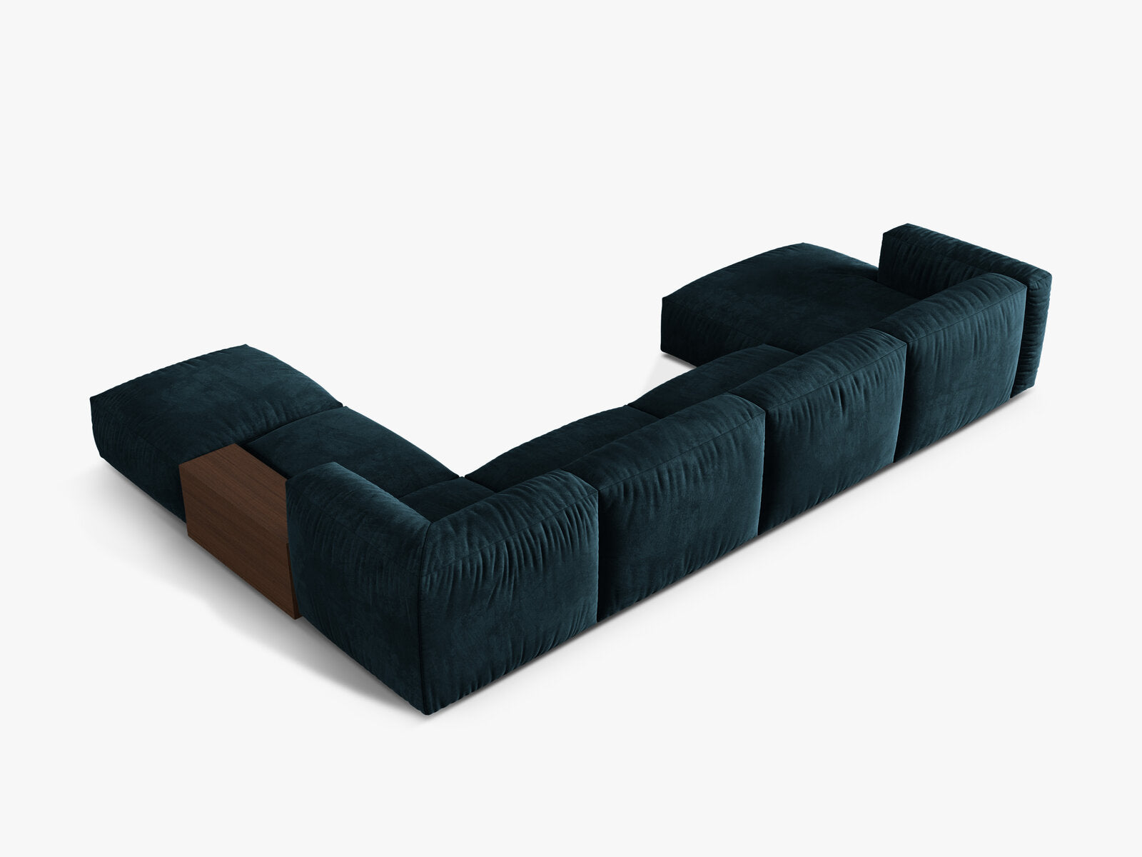 Micadoni Panorama-Ecksofa Martina 5-Sitzer Rechts Samt Tiefes Petrol
