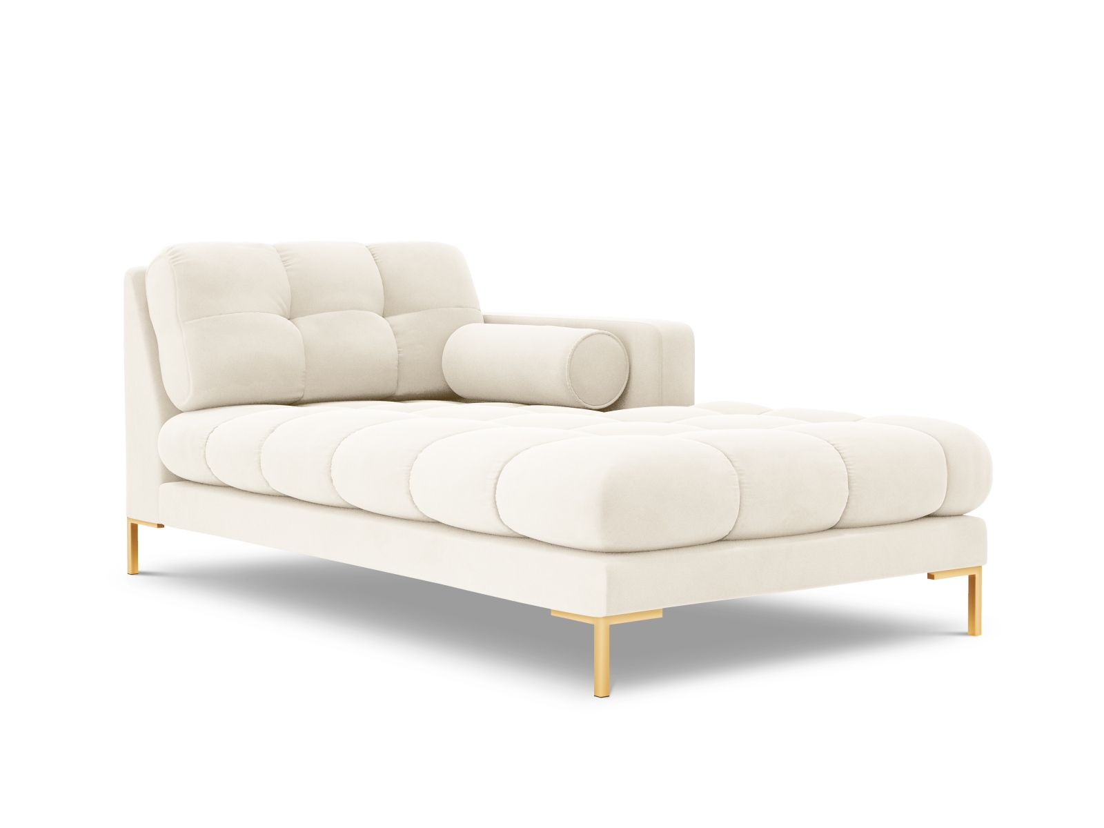 Cosmopolitan Design Chaiselongue Bali Samt Bluvel Helles Beige Rechts Beine Gold