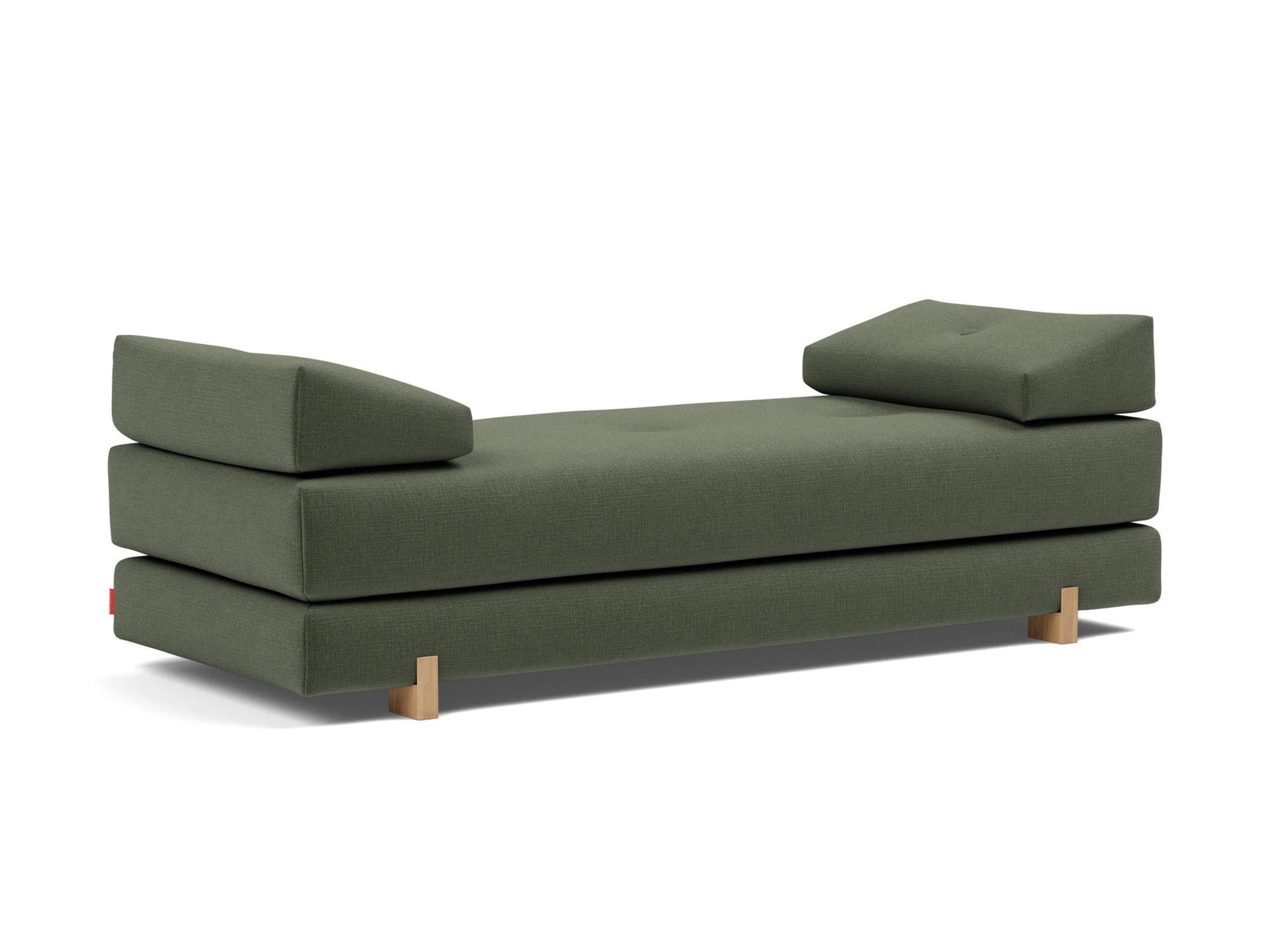 Tagesbett Sigmund Chenille Esina 413-Olive-Green Beine Drip Eiche