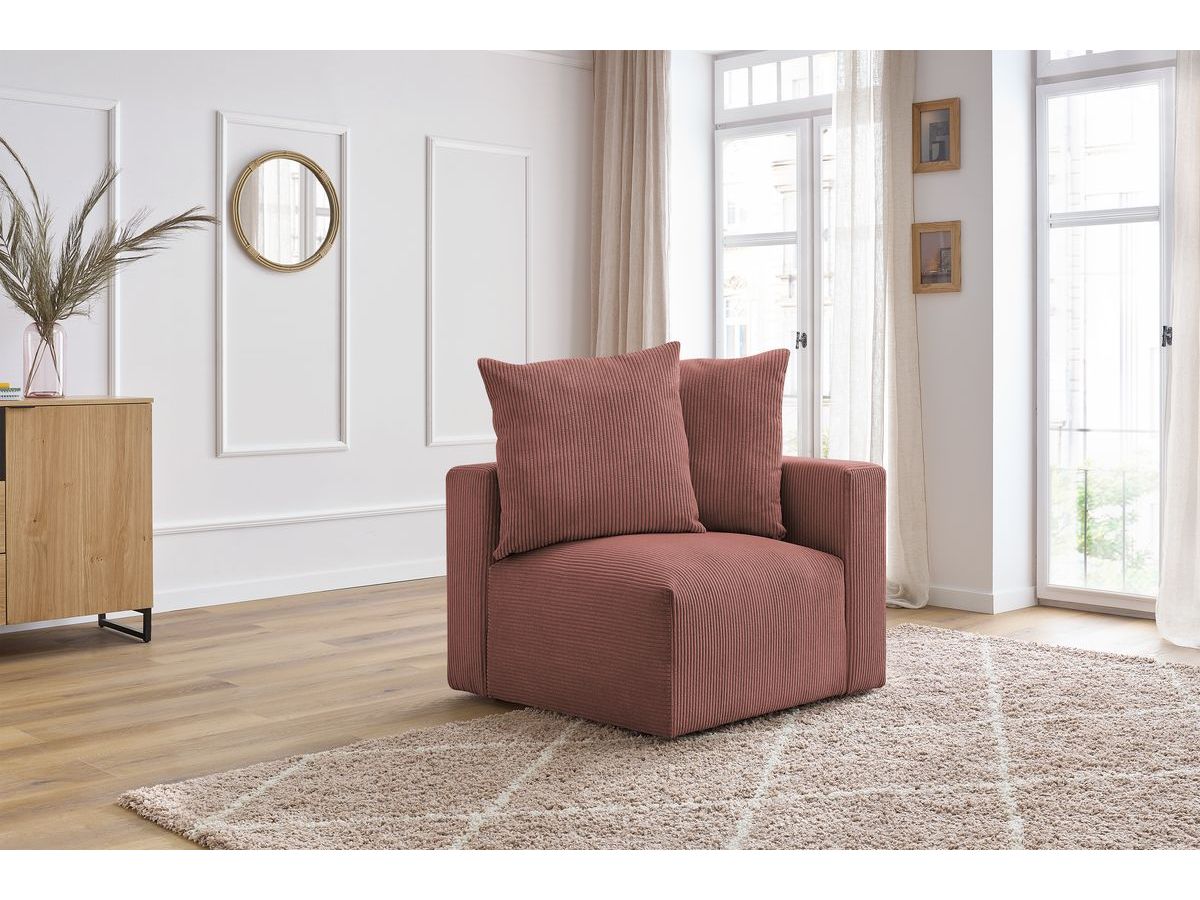 Bobochic Voltaire Eckmodul Cordsamt Rosa Ecke rechts
