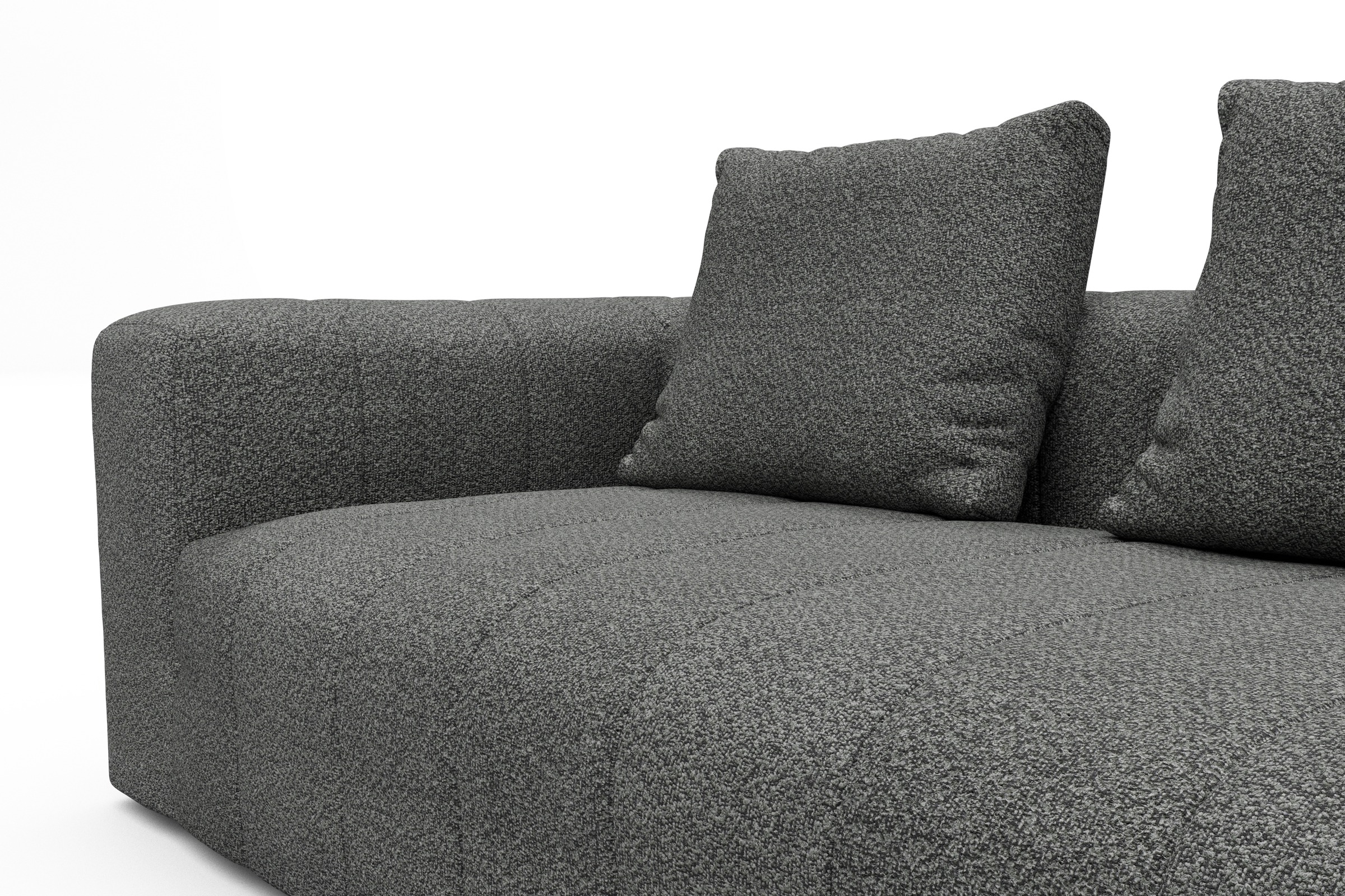 Ecksofa Hugo 2,5-Sitzer Armlehne links mit Chaiselongue Vanora-Warm-Grey