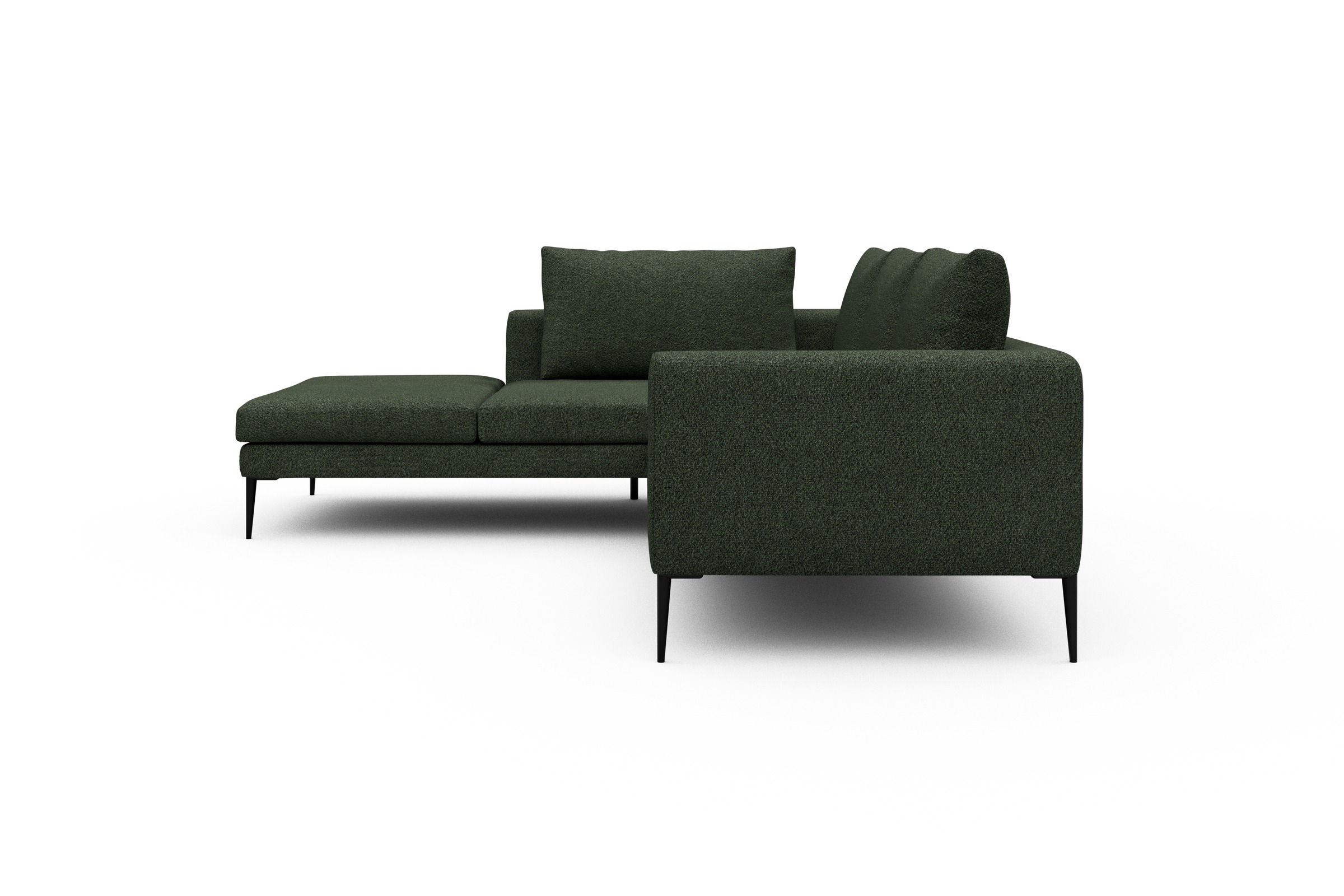 Ecksofa Paul Relax-Ecke links mit 2-Sitzer Vanora-Deep-Green