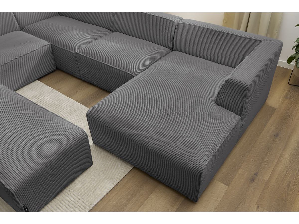 Bobochic Megeve Wohnlandschaft mit Pouf Cordsamt Dunkelgrau Ecke rechts