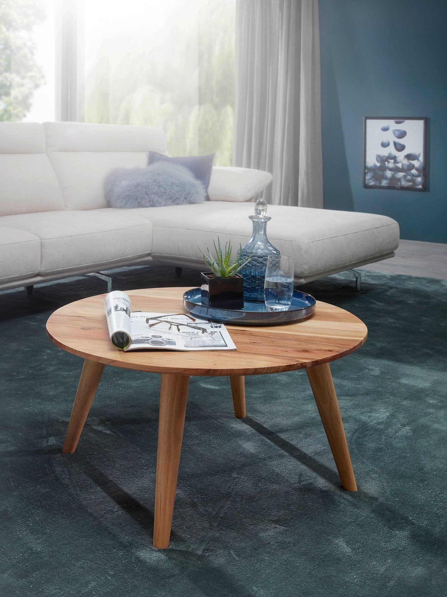 Couchtisch Andenes Akazie Massivholz Ø 75 cm