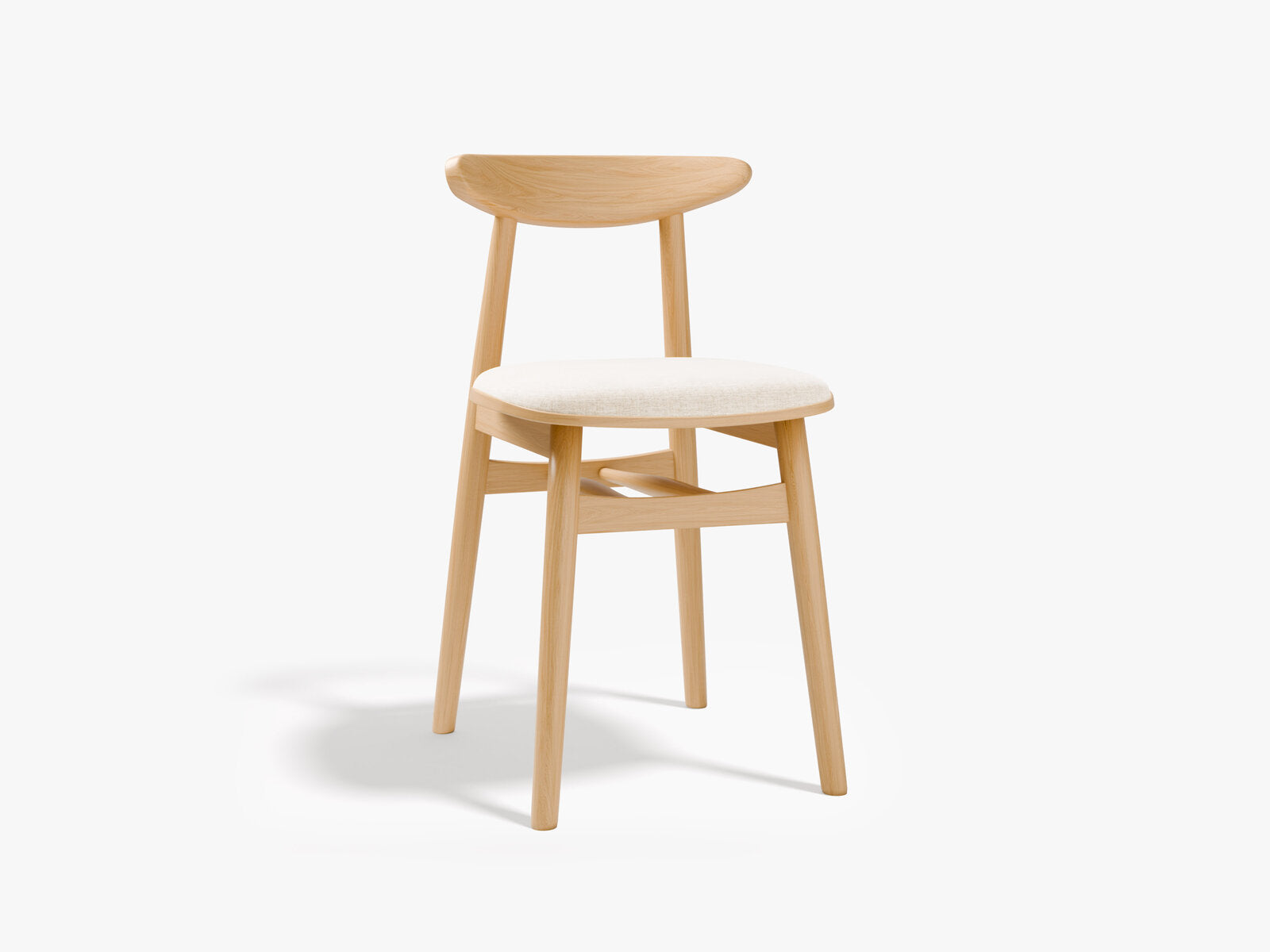 Micadoni Bony Samtiger Stuhl 42 cm (H 80 cm) [1CH_BONY] Strukturierter Stoff Babel Weiß Buche Natur