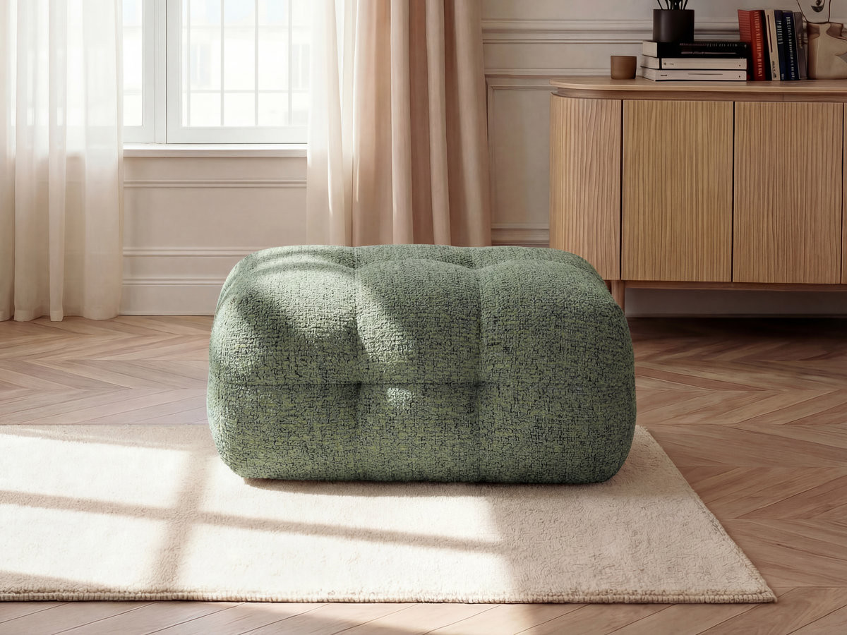Bobochic Laura Pouf 98 × 62 cm Melange-Stoff Hellgrün