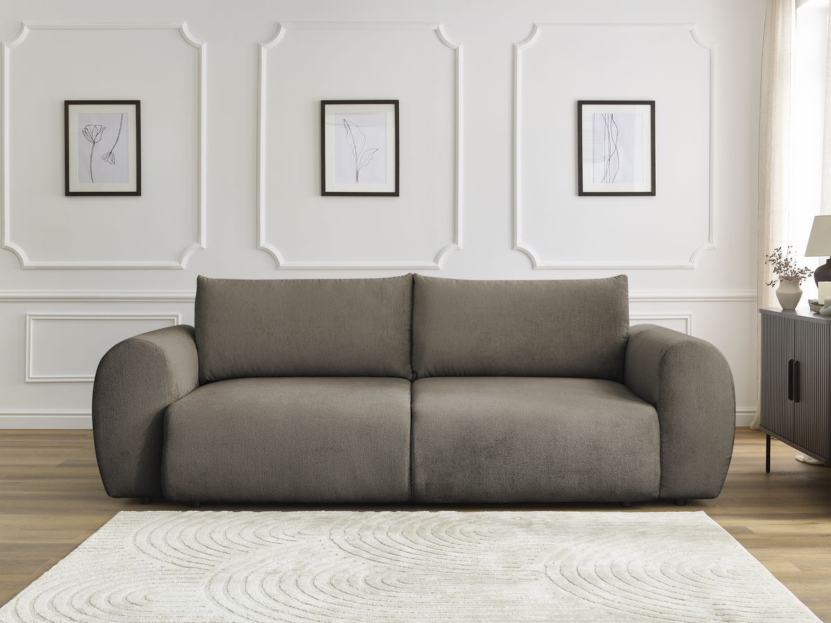 Bobochic Lucien Schlafsofa 3-Sitzer mit Bettkasten Stoff Taupe