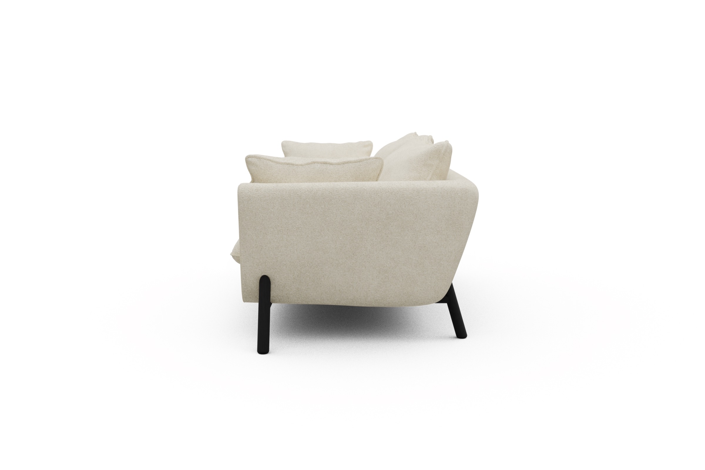 Sofa Emil PREMIUM 2-Sitzer Beinfarbe Eiche Schwarz Boucle-Off-White