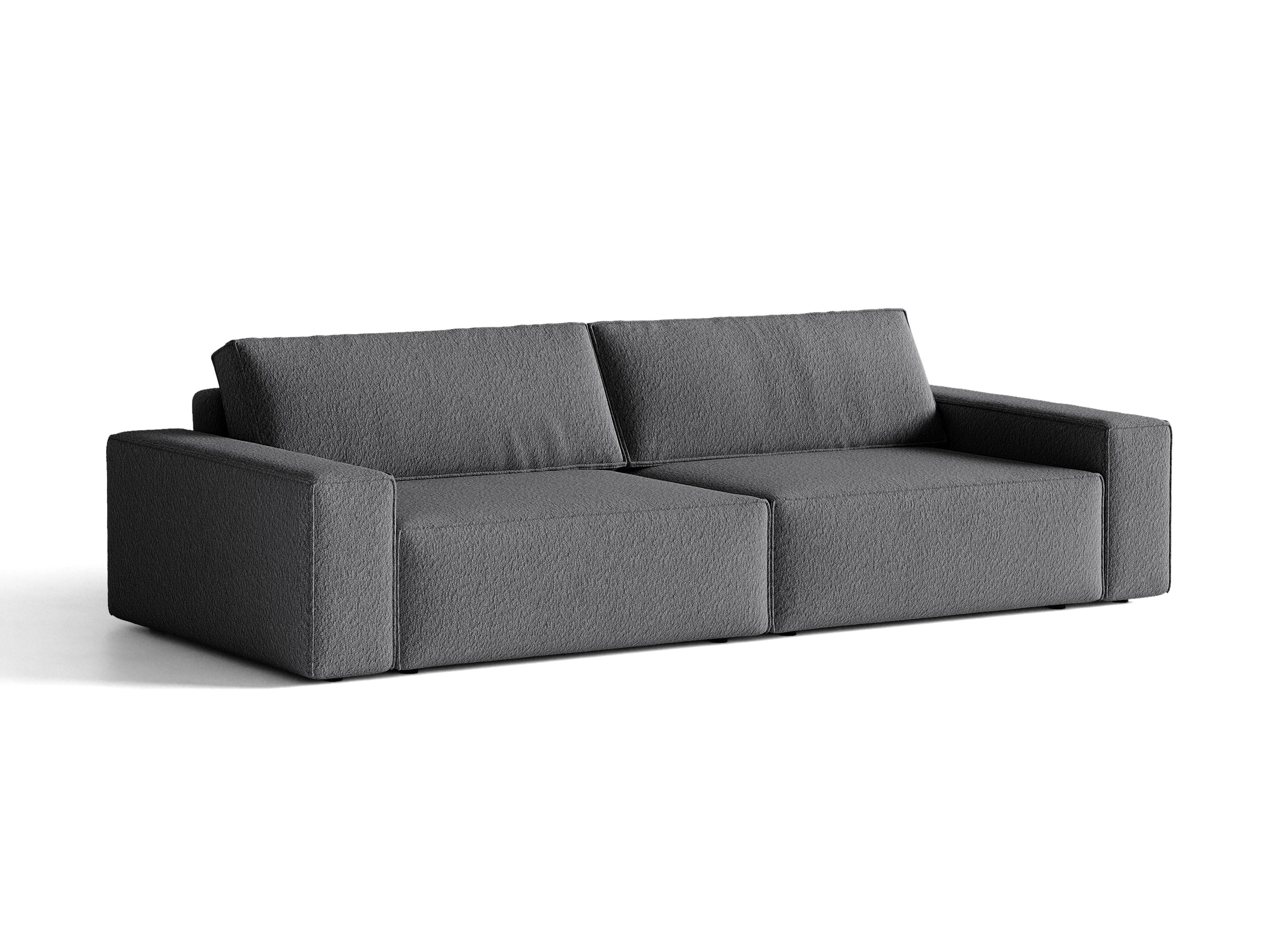 Micadoni Schlafsofa Jodie 3-Sitzer Boucle Baloo Dunkelgrau