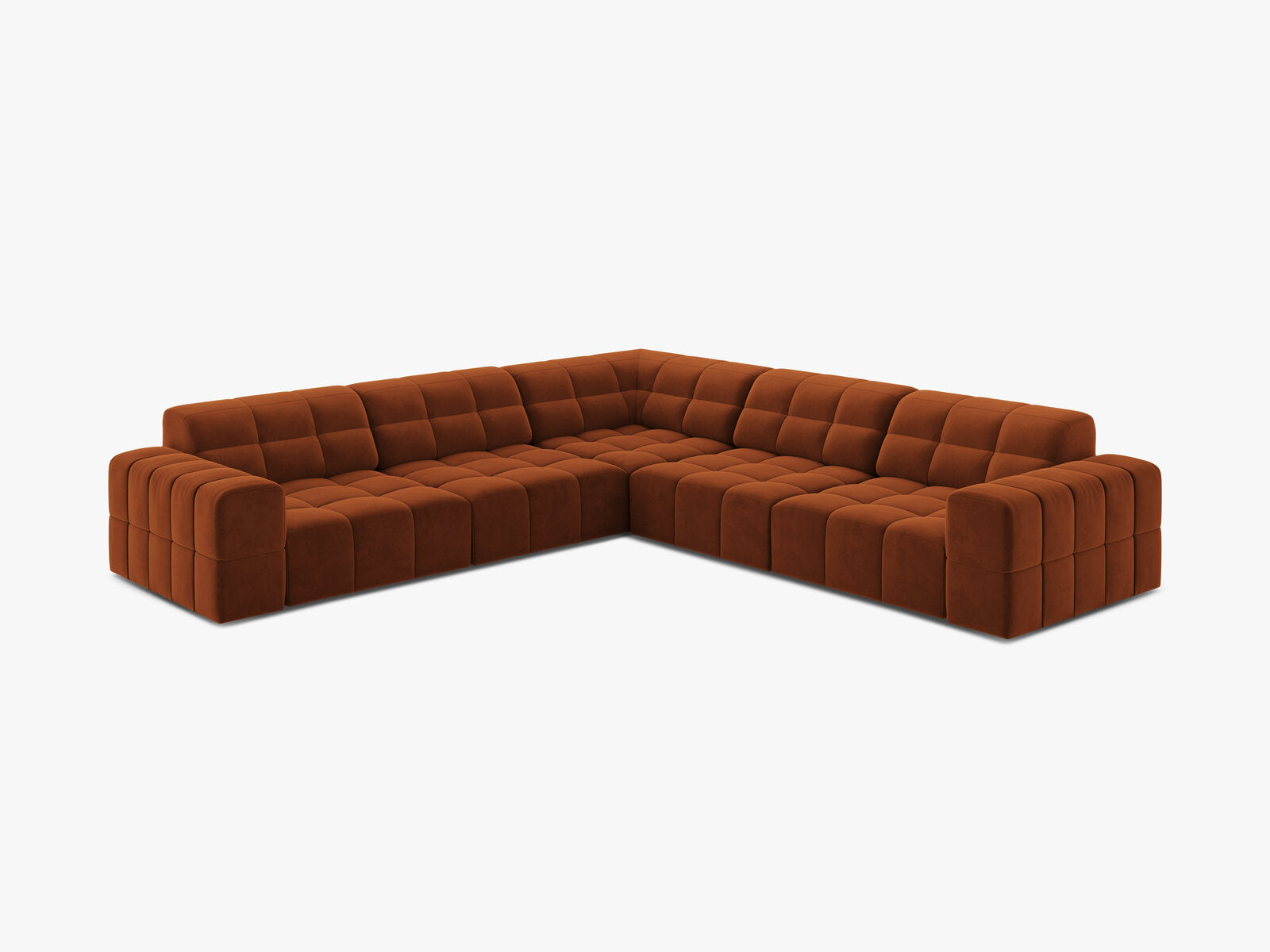 Micadoni Jennifer Modulares Ecksofa 7-Sitzer Samt Bluvel Terrakotta