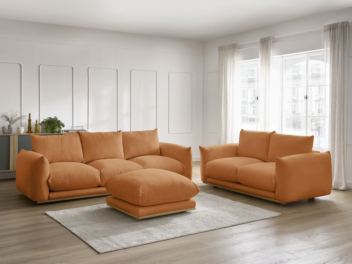 Bobochic Ernest Sofa 6-Sitzer mit Pouf Stoff Orange
