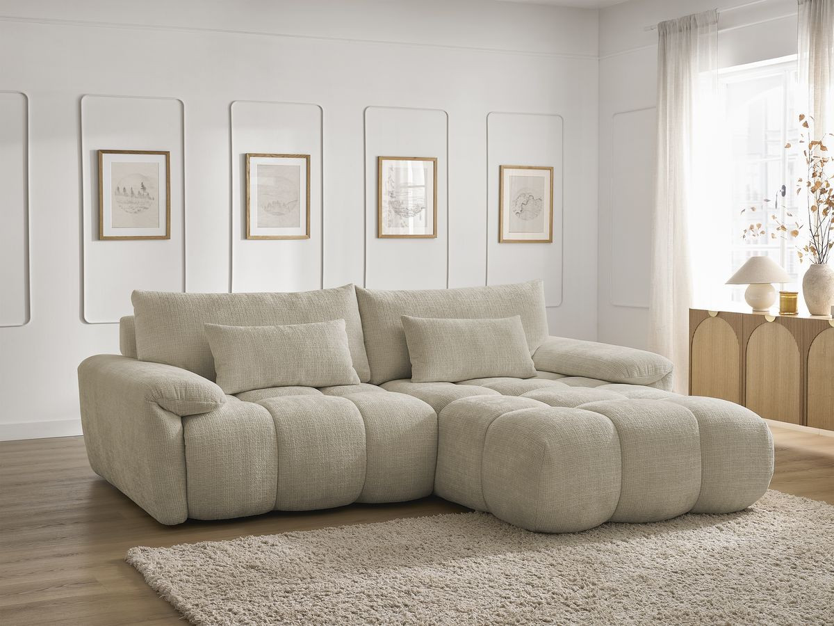 Bobochic Ivane Ecksofa Strukturstoff Beige Ecke rechts