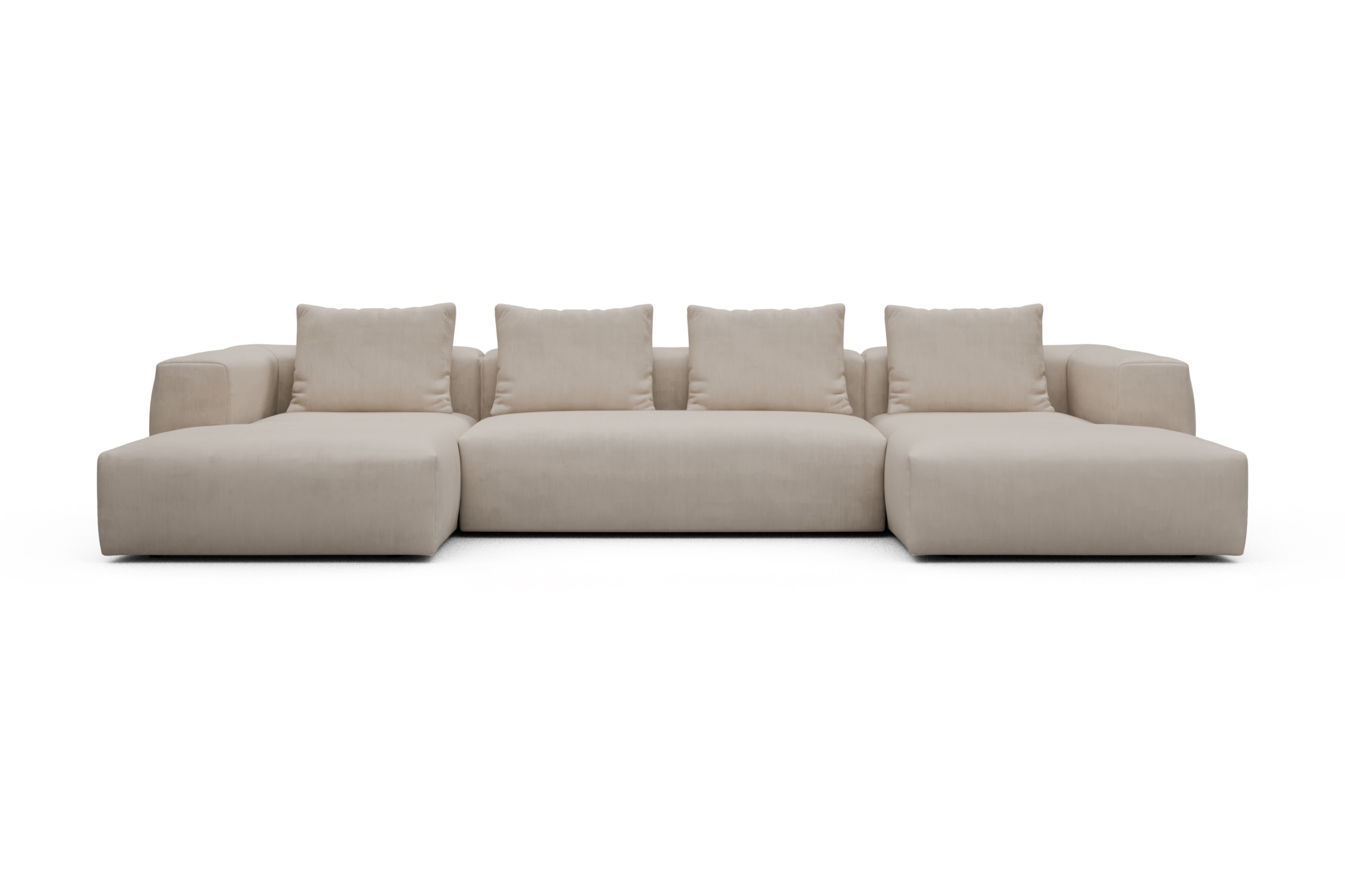 Skandi Home Wohnlandschaft Fred mit 2-Sitzer und Chaiselongue beidseitig Cordufine-Off-White moebelfaktor