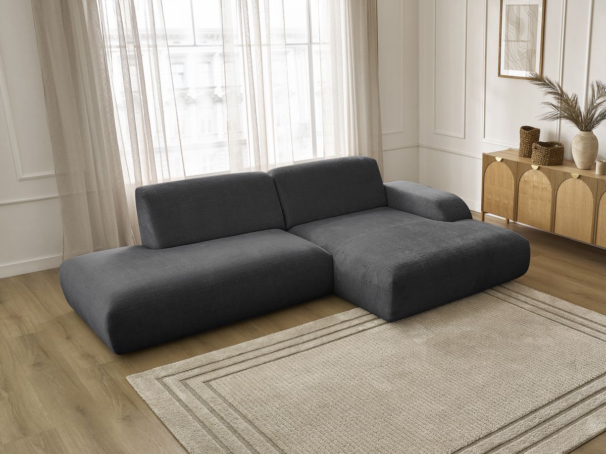 Bobochic Sirius Ecksofa 300 × 170 cm Strukturstoff Schwarz Ecke rechts